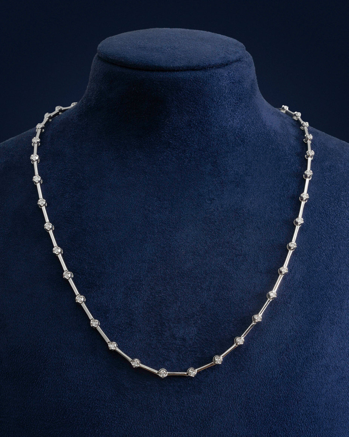 Diamond Knife-Edge Tennis Necklace 2mm 3pts – worn by a model