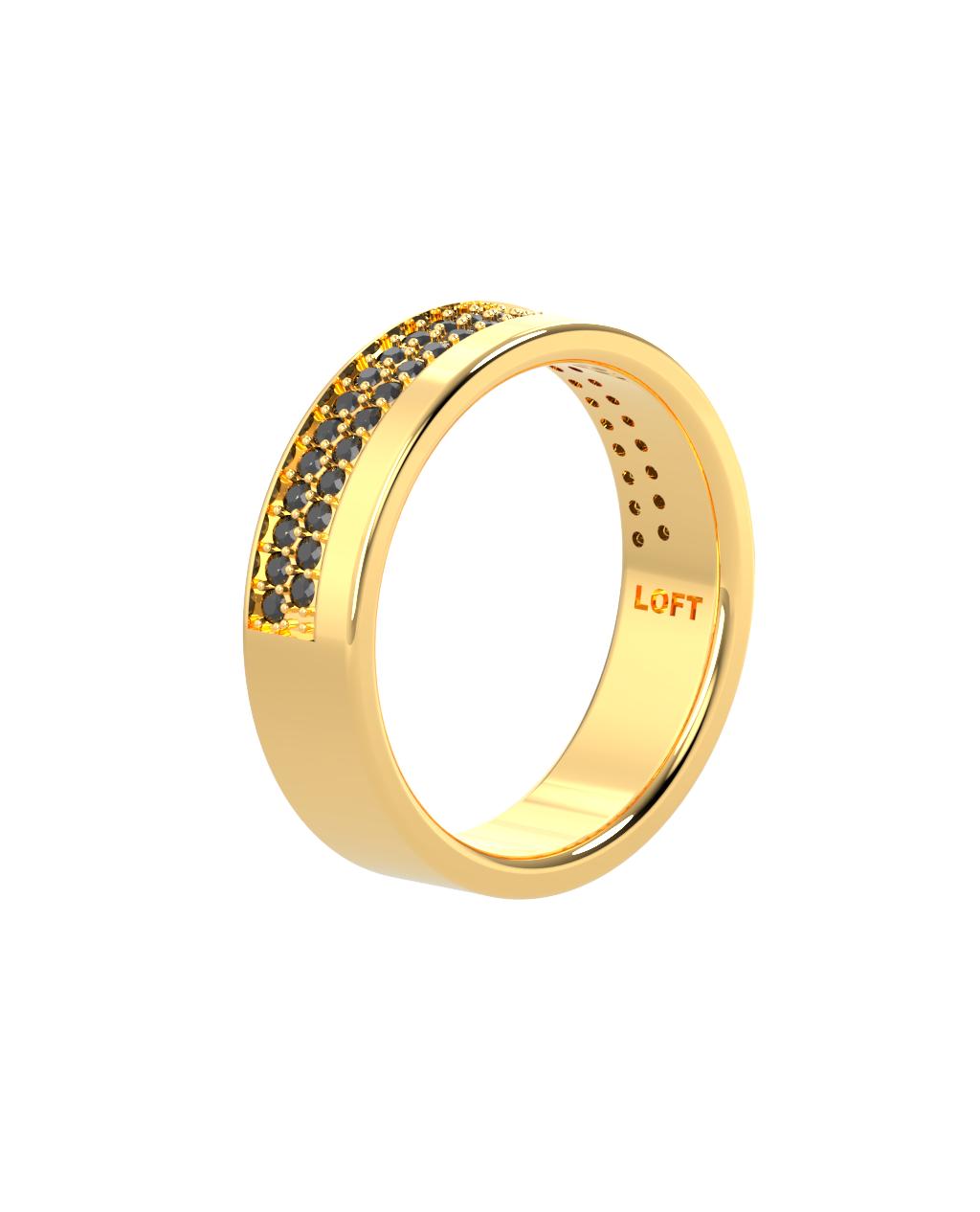 Echo Ring – Black Diamond in yellow gold-plated silver or 18k gold