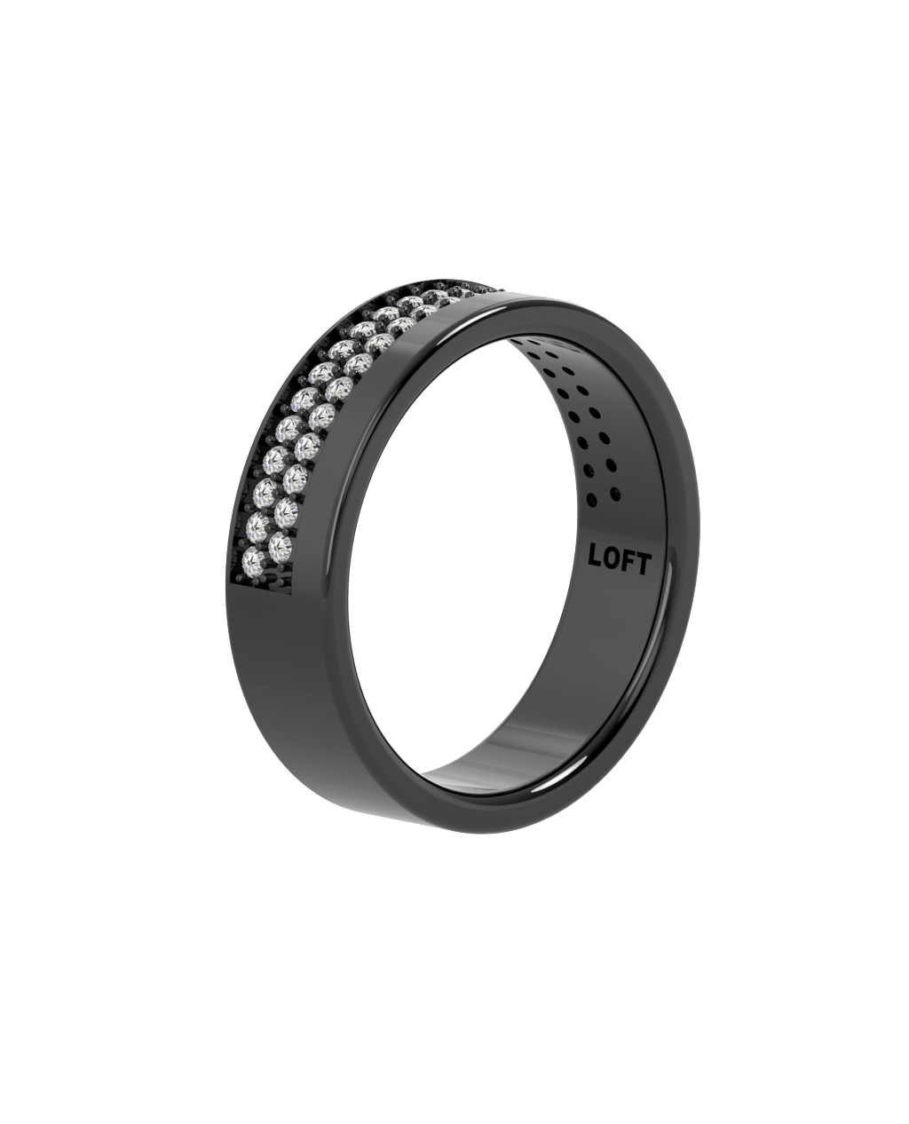 Echo Ring – Diamond in black rhodium-plated silver or black rhodium-plated 18k white gold