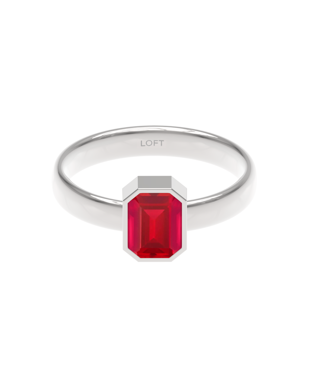 Milano Ring – Ruby in a white finish (sterling silver or 18k white gold)