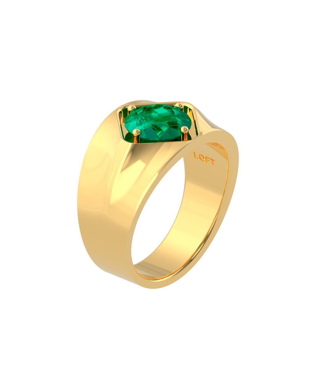 Dubai Ring – Emerald in yellow gold-plated silver or 18k gold