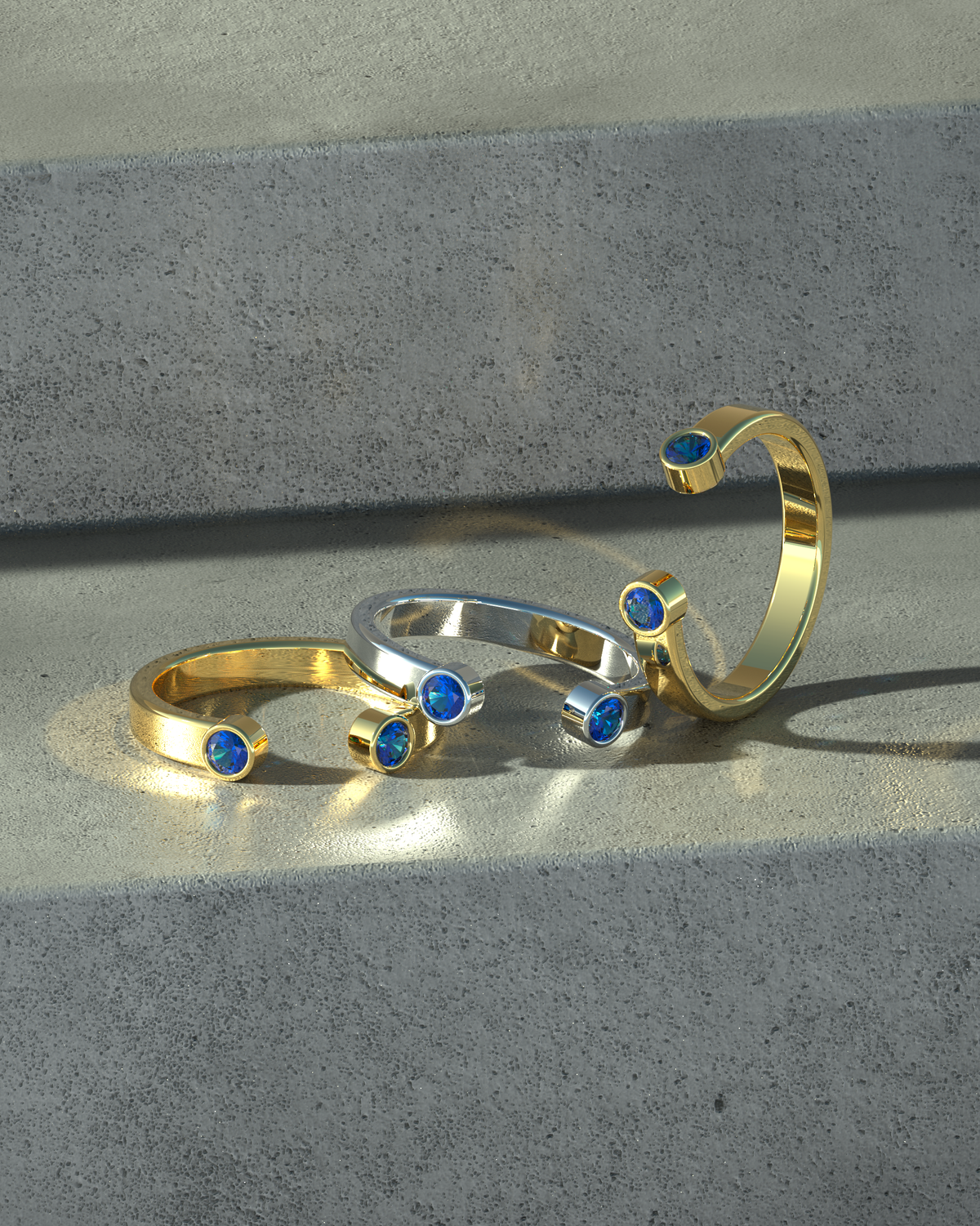 Duo Ring – Sapphire – worn by a model – view 6