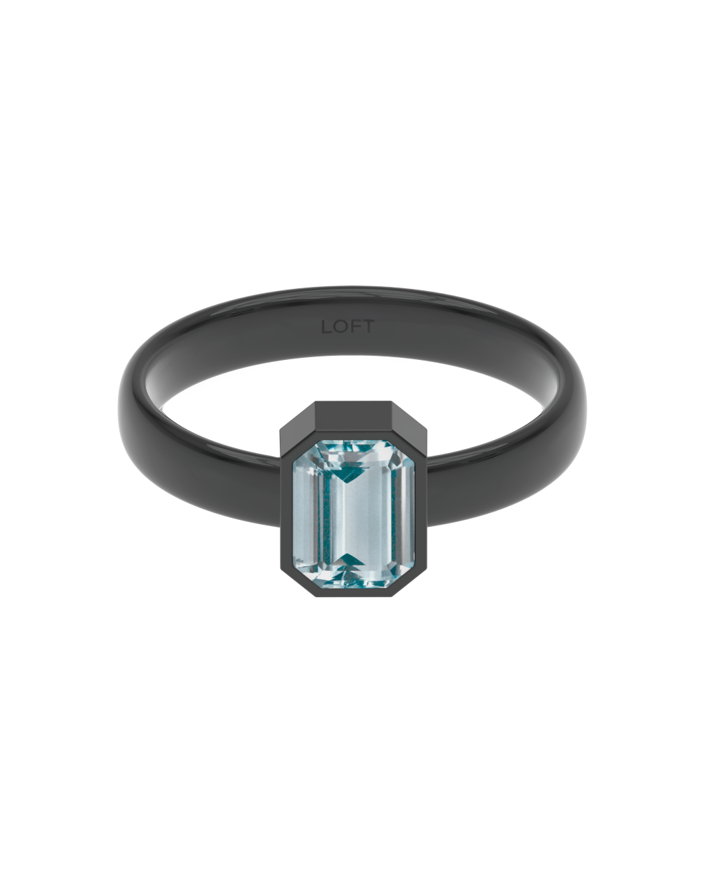 Milano Ring – Aquamarine in black rhodium-plated silver