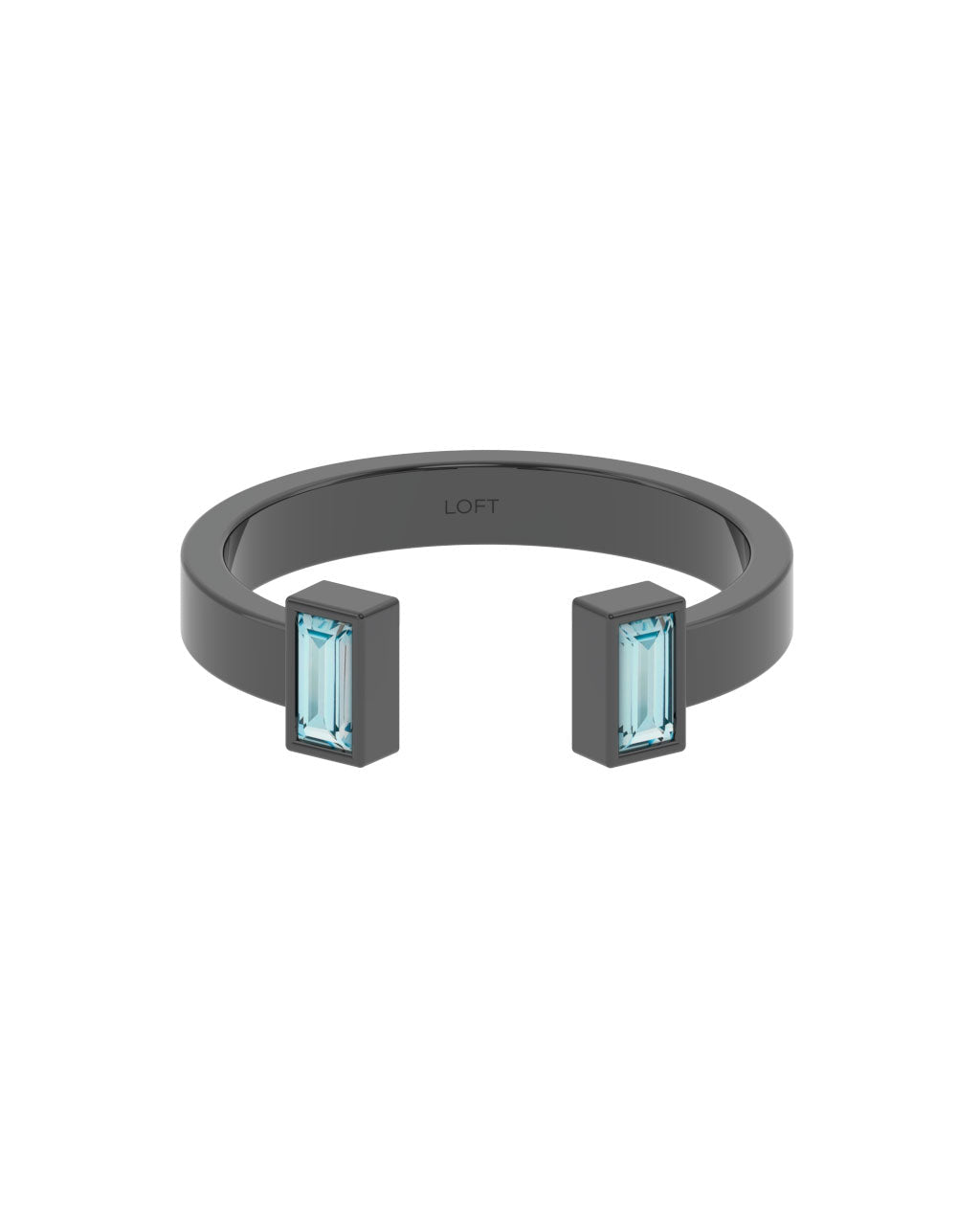 Ritz Ring – Sky Blue Topaz in black rhodium-plated silver