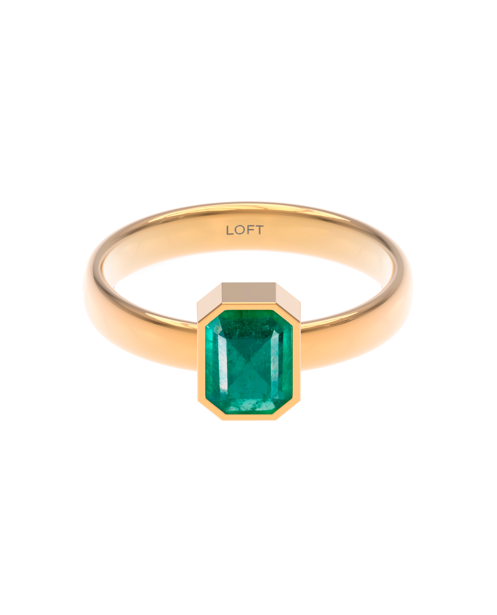 Milano Ring – Emerald in yellow gold-plated silver or 18k gold