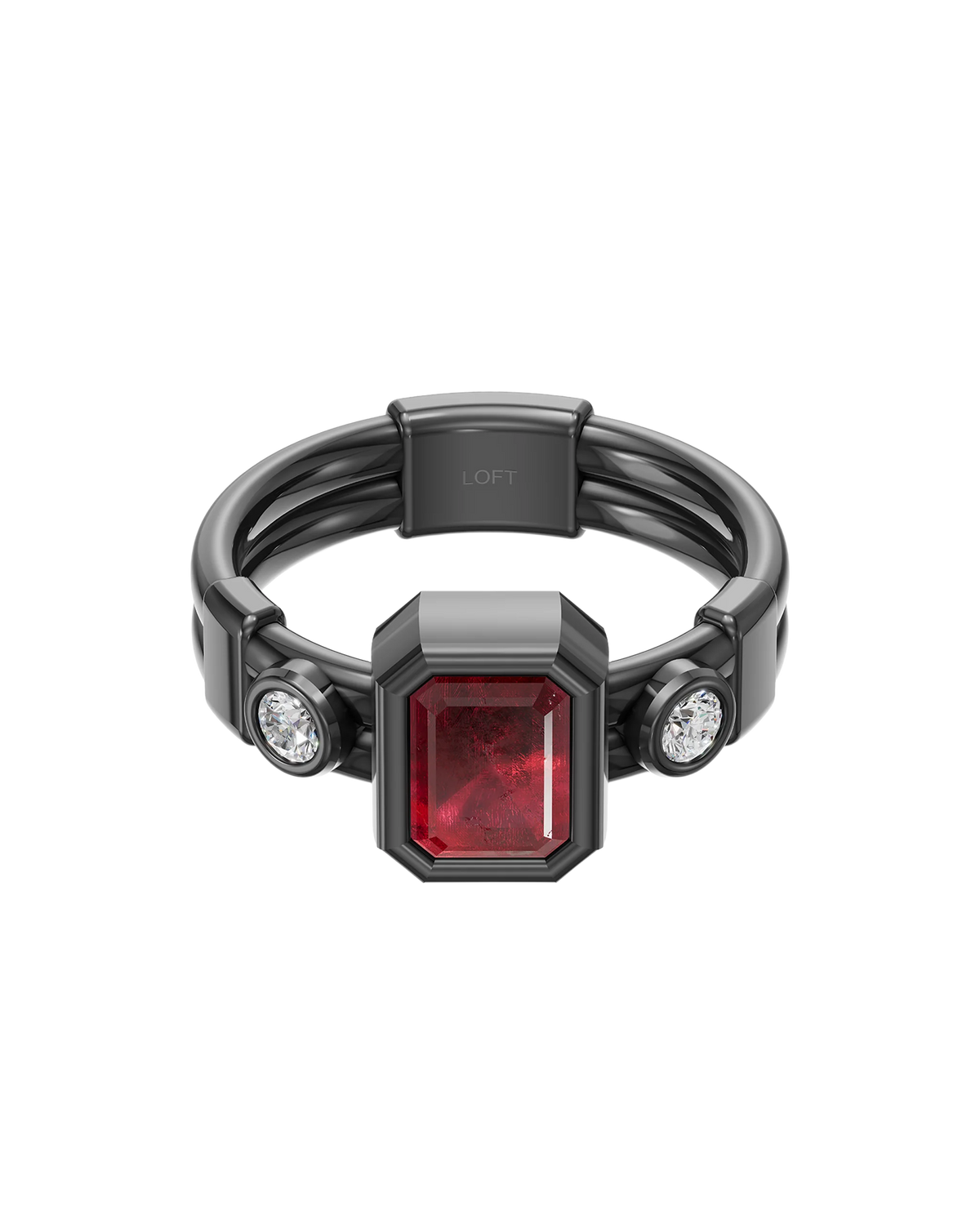 Tokyo 東京 Ring – Ruby + Diamonds in black rhodium-plated silver or black rhodium-plated 18k white gold