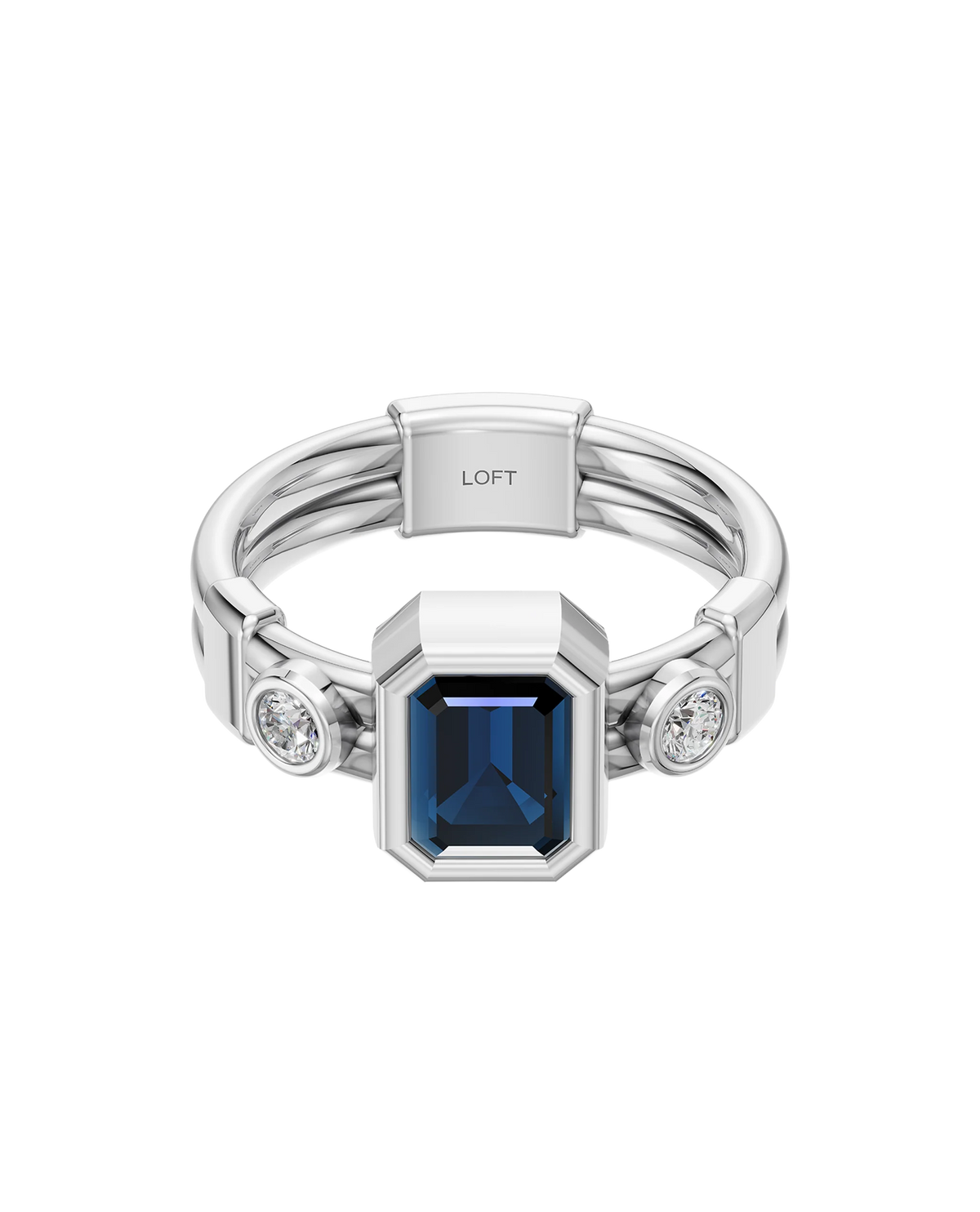 Tokyo 東京 Ring – London Blue Topaz + Diamonds in a white finish (sterling silver or 18k white gold)