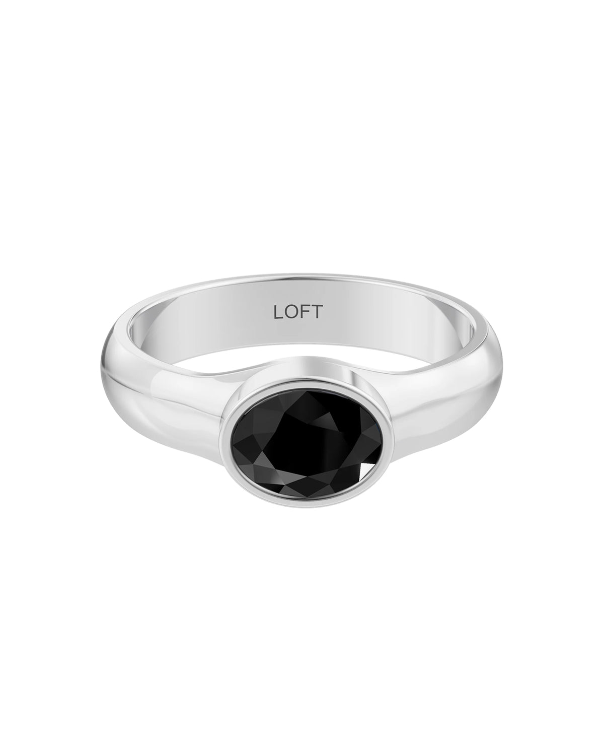 Deep Ring – Onyx in a white finish (sterling silver or 18k white gold)