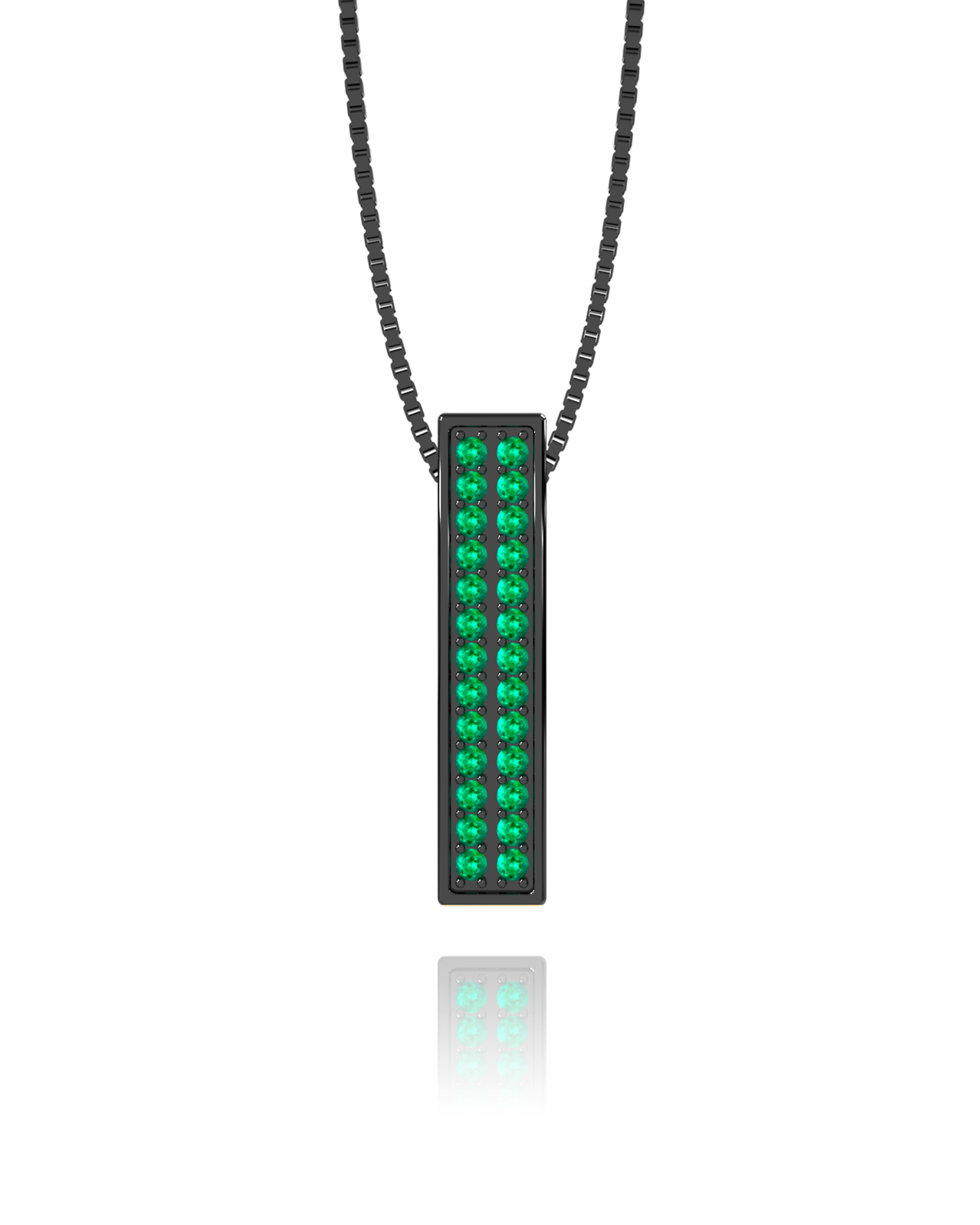 Empire Necklace – Emerald in black rhodium-plated silver or black rhodium-plated 18k white gold