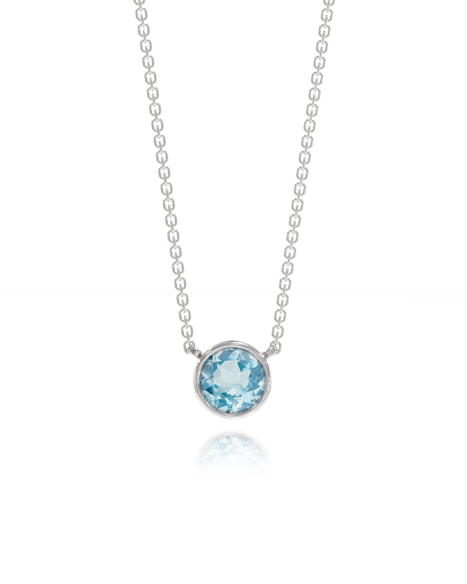Frame Sky Blue Topaz Necklace in a white finish (sterling silver or 18k white gold)
