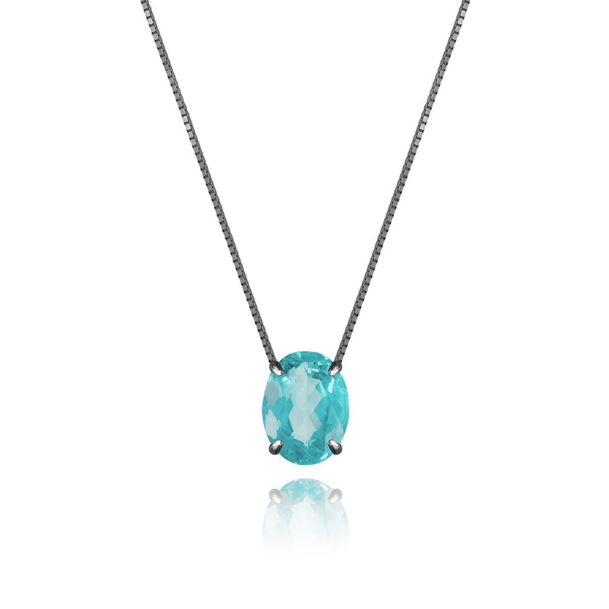 Apatite Necklace in black rhodium-plated silver
