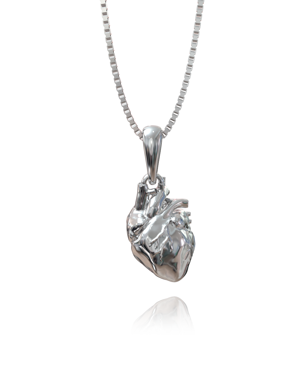 Heart Necklace in a white finish (sterling silver or 18k white gold)