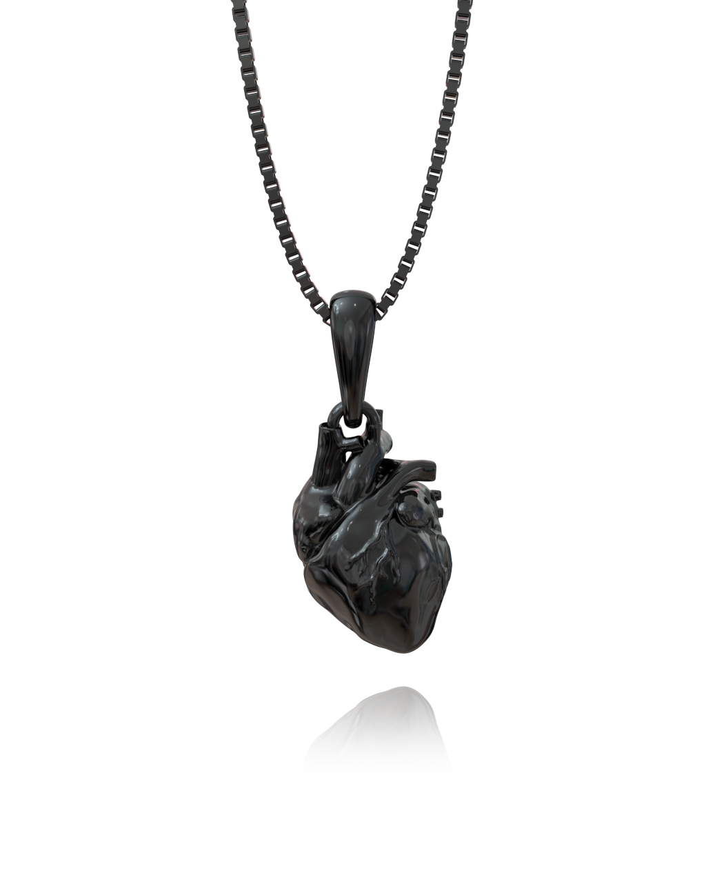 Heart Necklace in black rhodium-plated silver