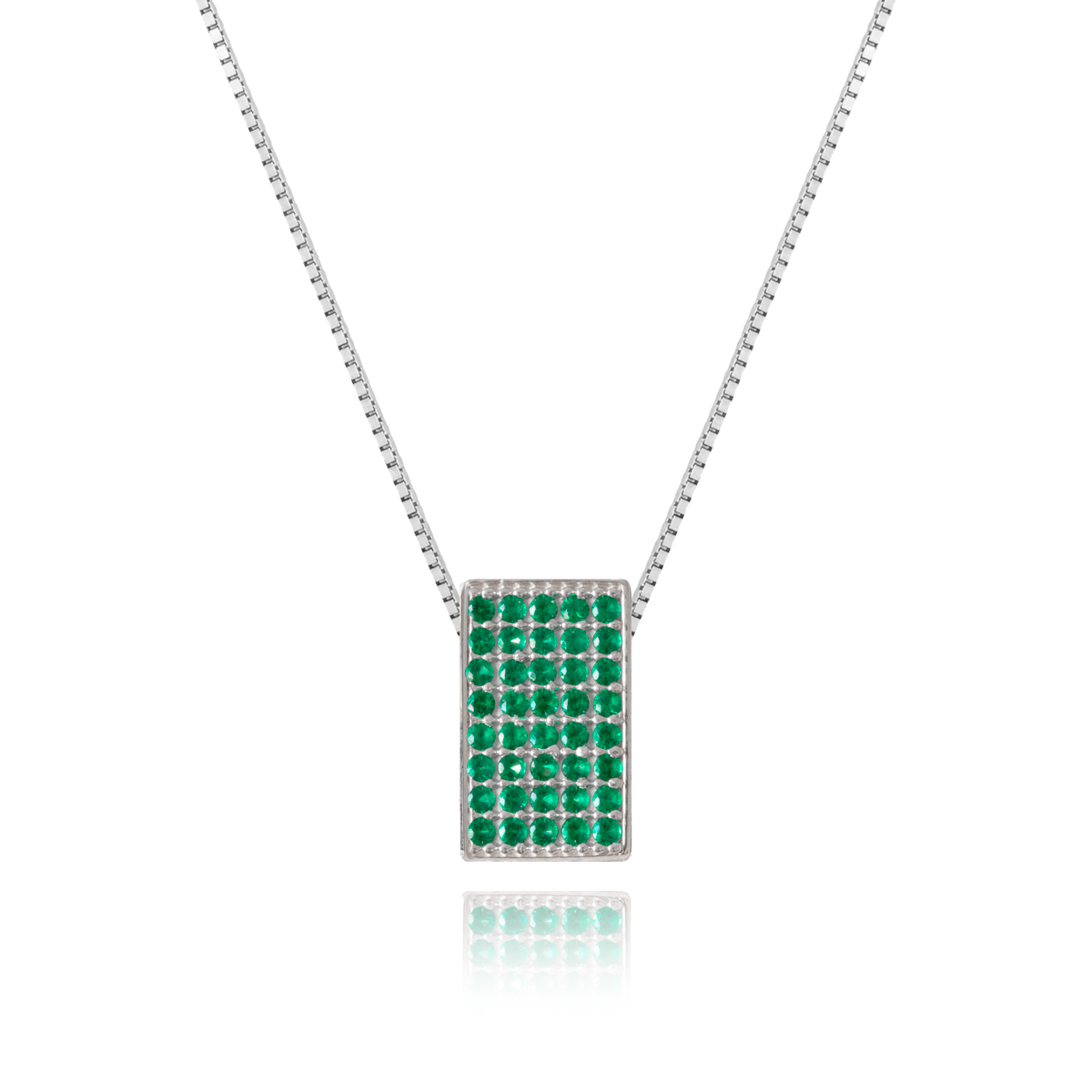 Echo Necklace – Emerald in a white finish (sterling silver or 18k white gold)