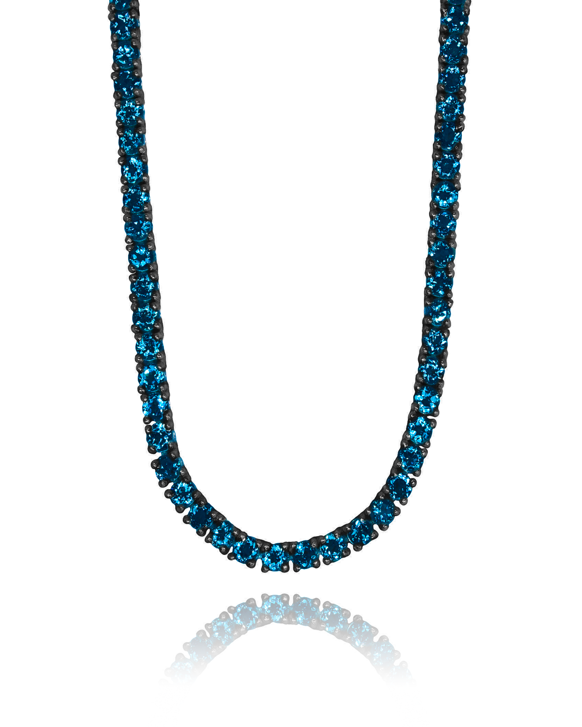 London Blue Topaz Tennis Necklace in black rhodium-plated silver