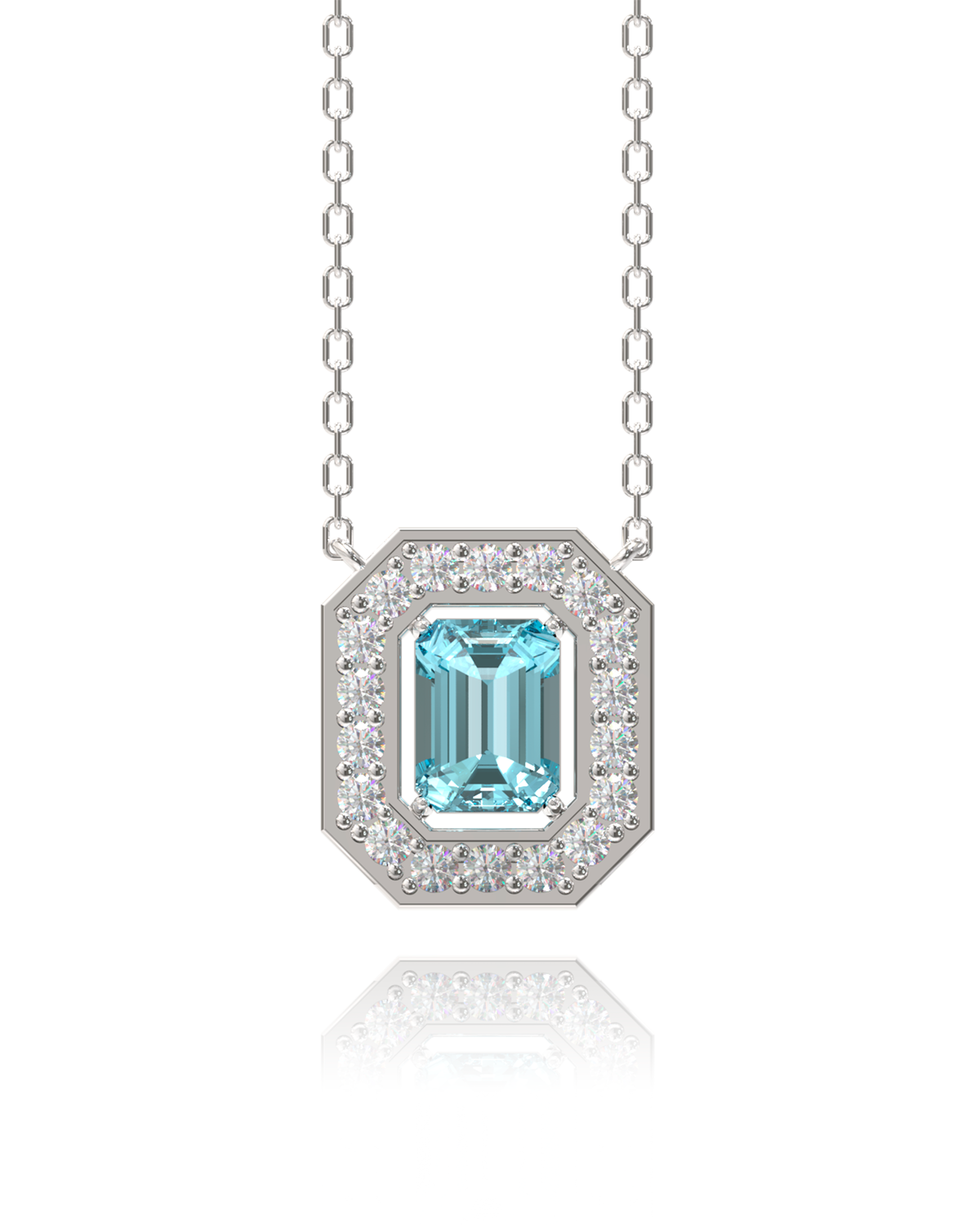 Villa Necklace – Sky Blue Topaz in a white finish (sterling silver or 18k white gold)