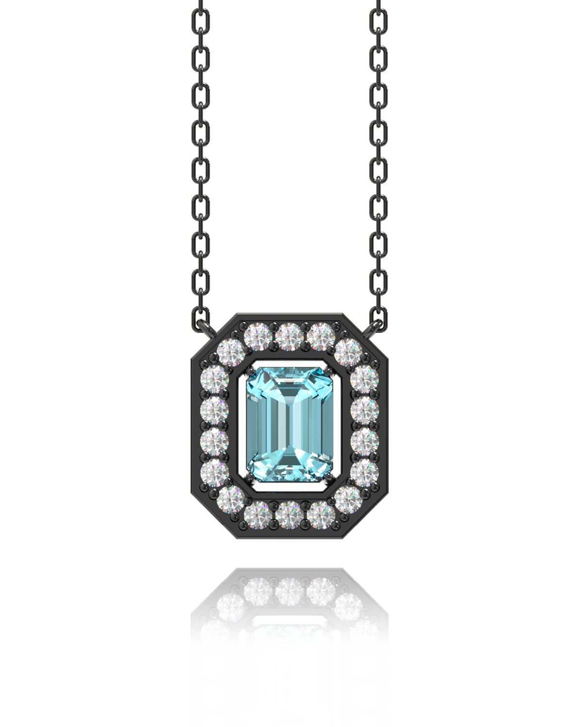 Villa Necklace – Sky Blue Topaz in black rhodium-plated silver