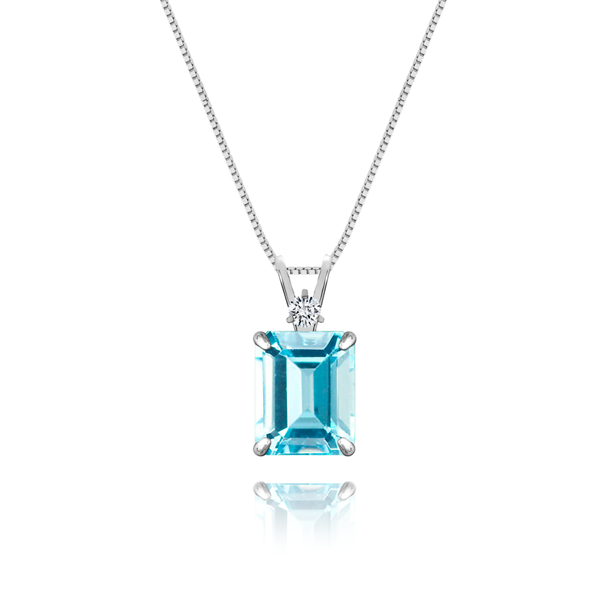 Sky Blue Topaz + Diamond Necklace in a white finish (sterling silver or 18k white gold)