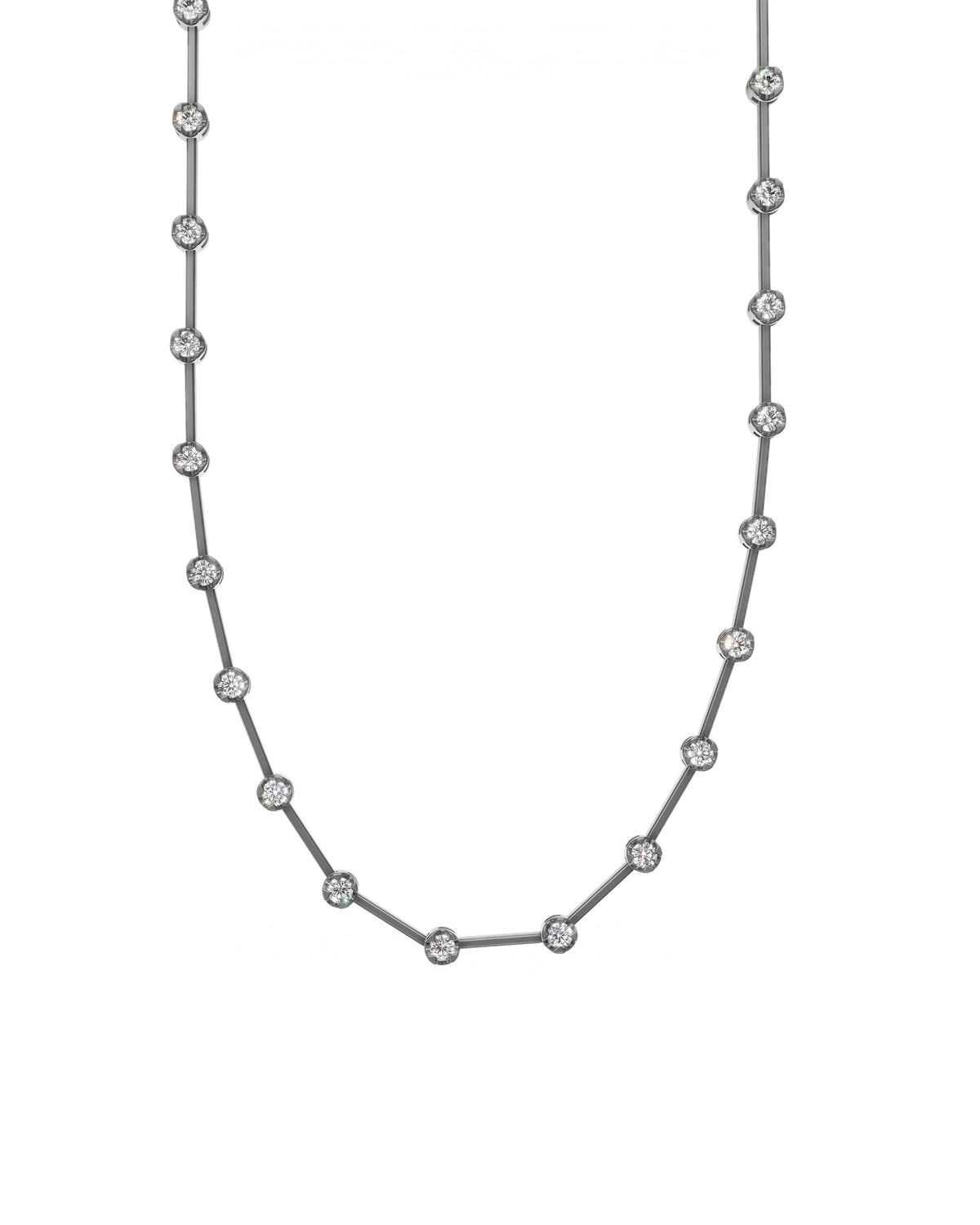 Diamond Knife-Edge Tennis Necklace 2mm 3pts in black rhodium-plated silver