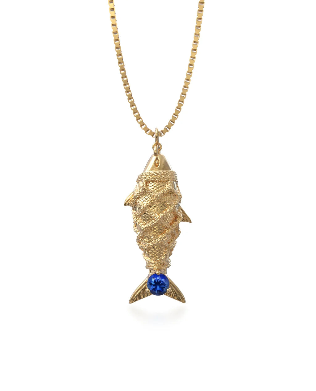 Sardine Necklace – Sapphire in yellow gold-plated silver or 18k gold