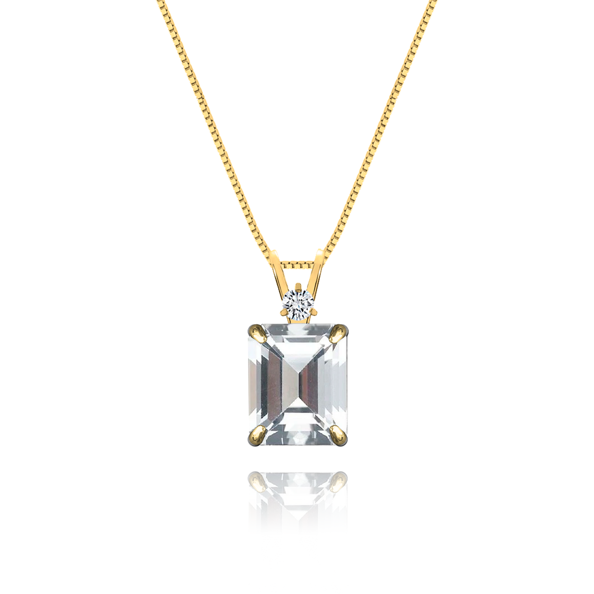 White Topaz + Diamond Necklace in yellow gold-plated silver or 18k gold