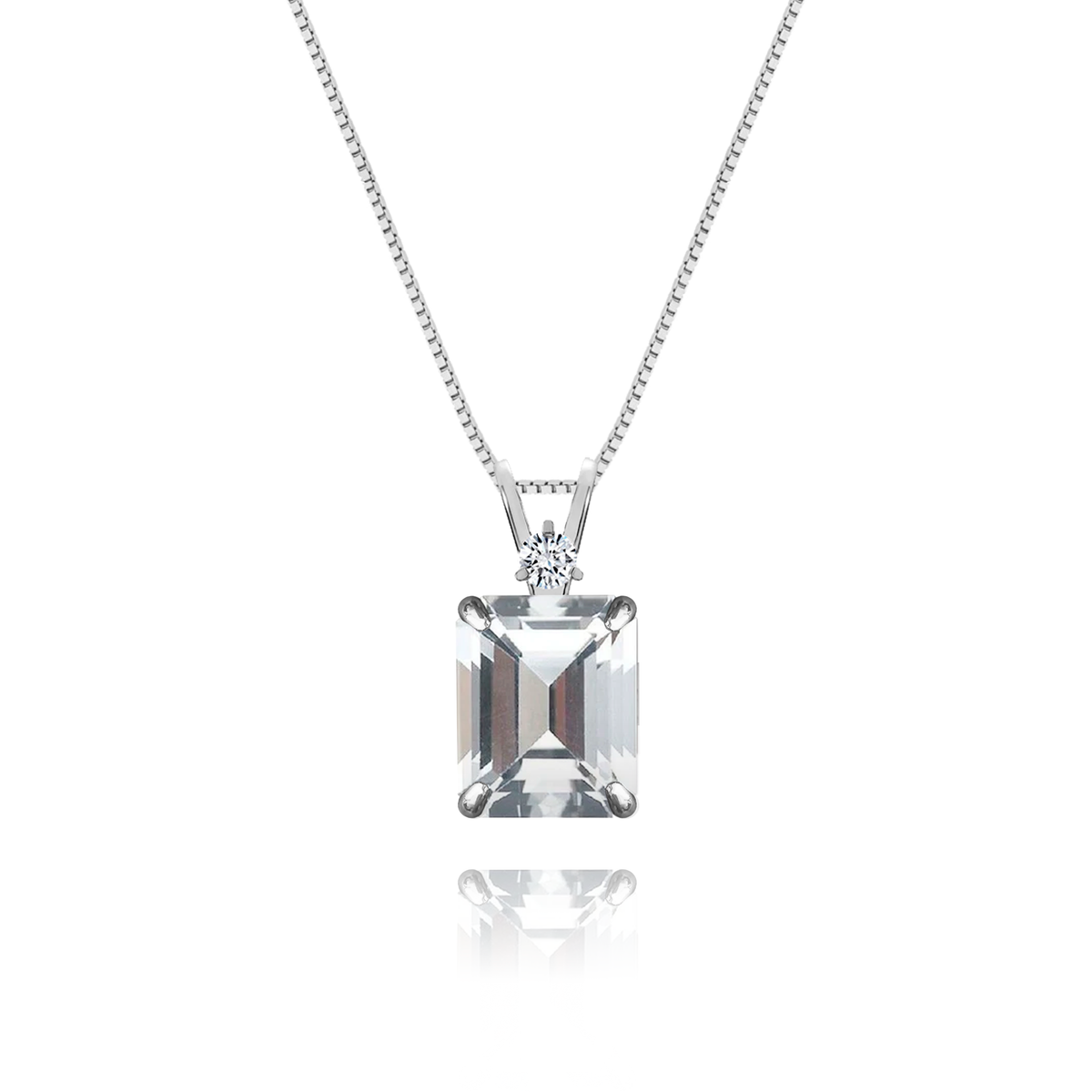 White Topaz + Diamond Necklace in a white finish (sterling silver or 18k white gold)