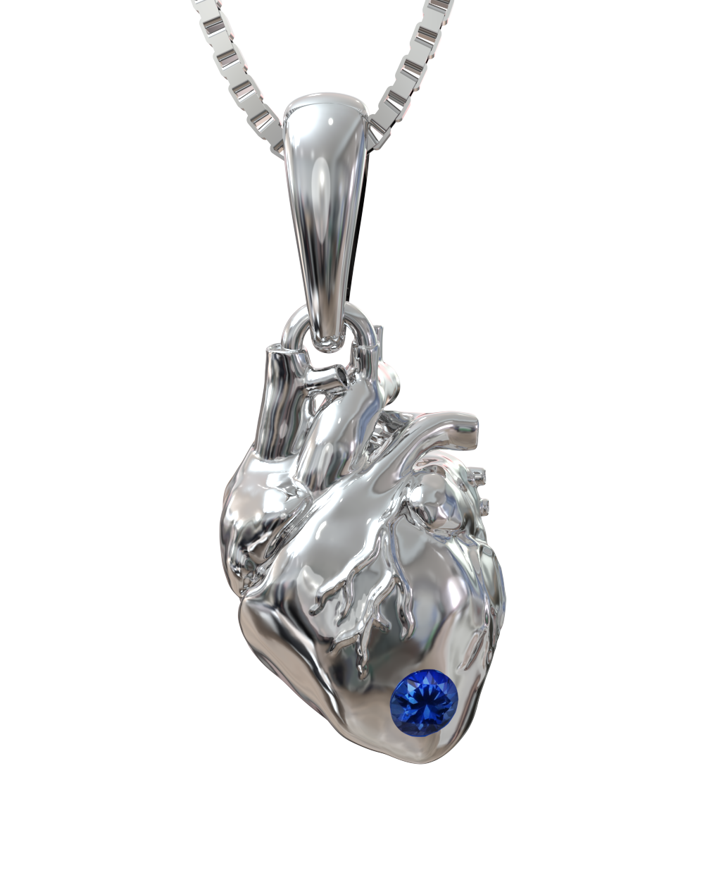 Heart Necklace – Sapphire – close-up detail