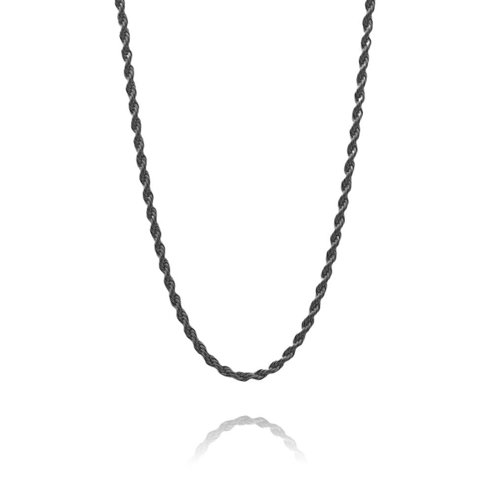 Braided Chain in black rhodium-plated silver
