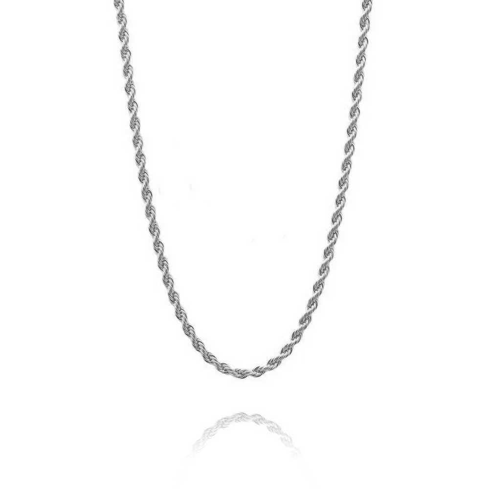 Braided Chain in 925 sterling silver or white rhodium-plated silver