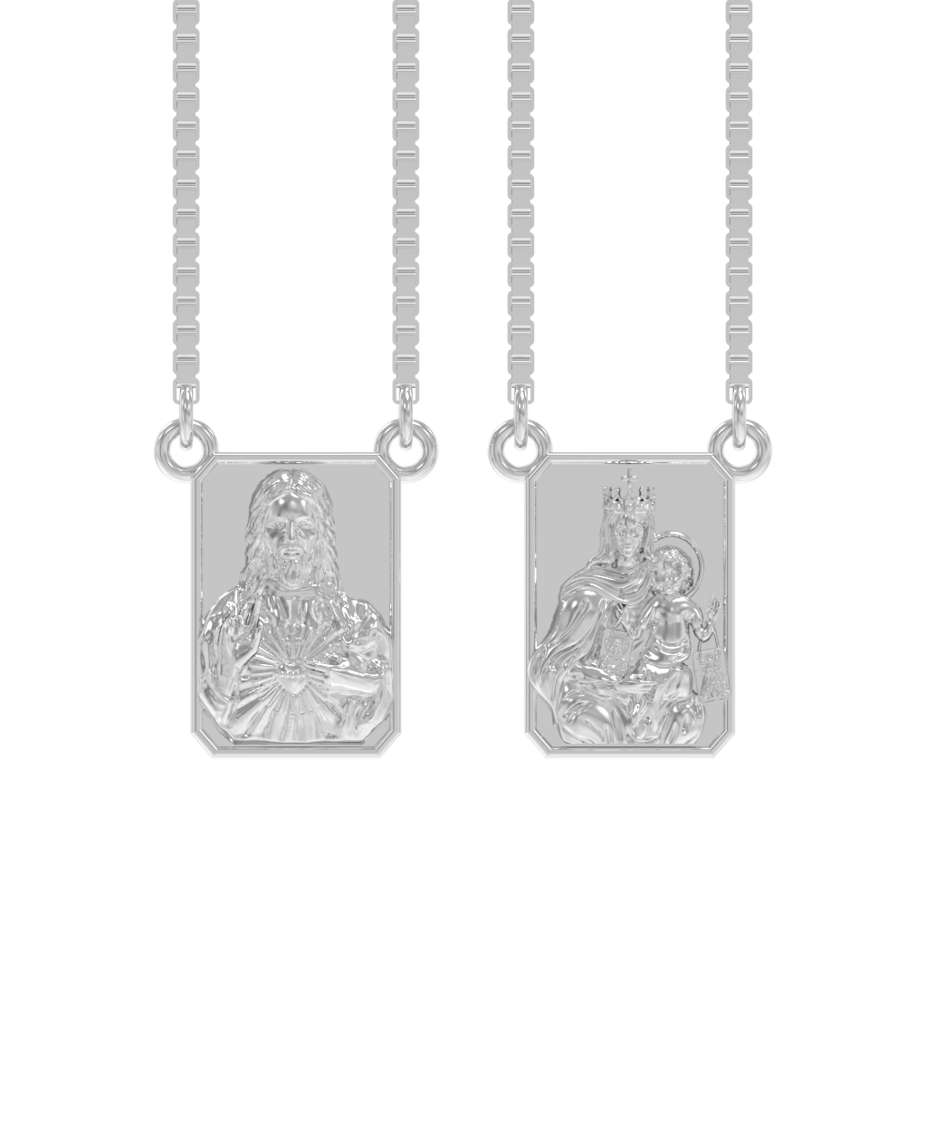 Traditional Scapular Necklace in 925 Sterling Silver – close-up detail