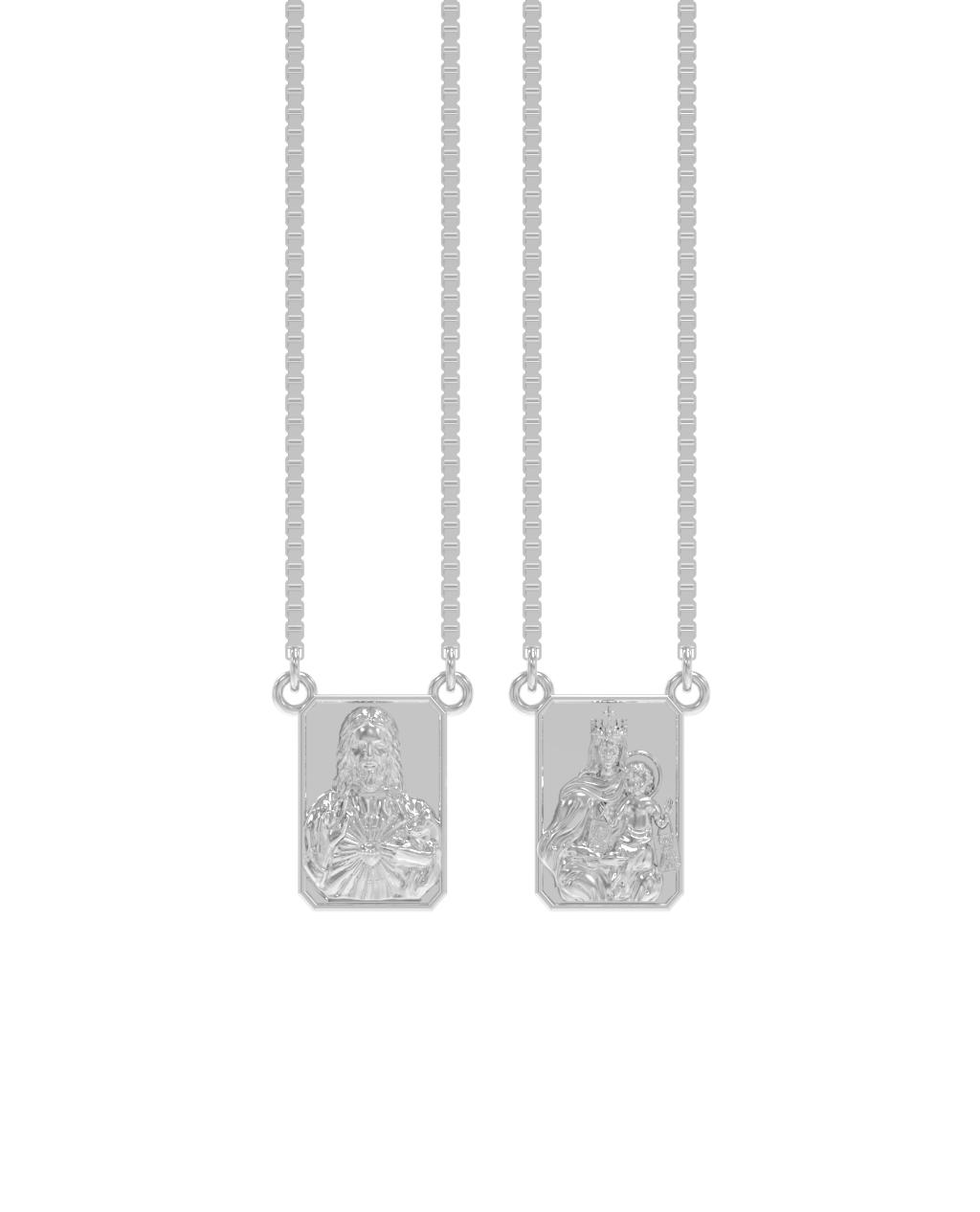 Traditional Scapular Necklace in 18k Gold – 18k white gold