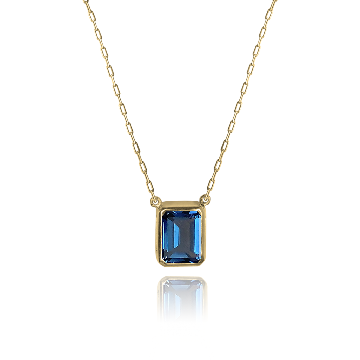 Frame Necklace – London Blue Topaz in yellow gold-plated silver