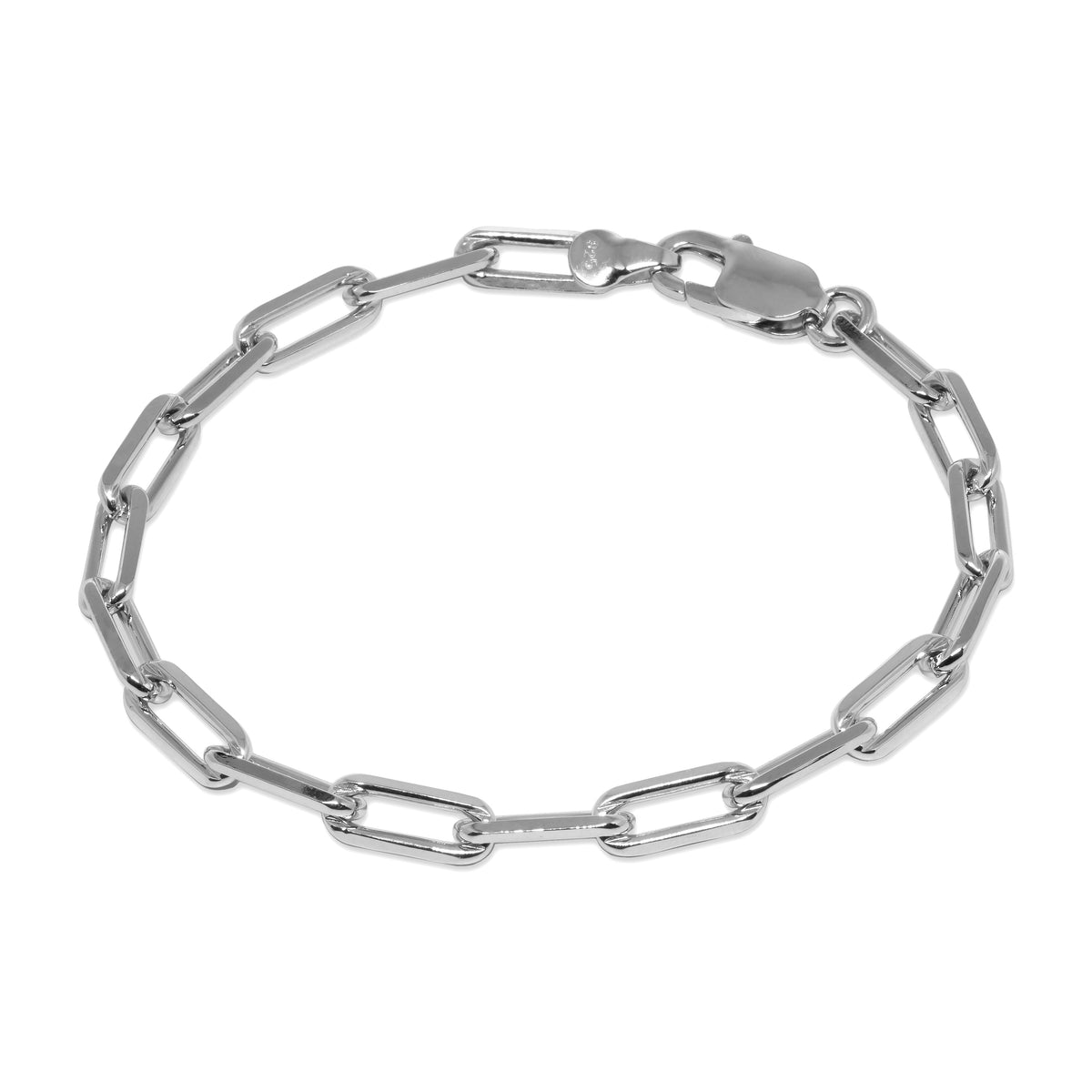 Cable Link Bracelet in 925 sterling silver or white rhodium-plated silver