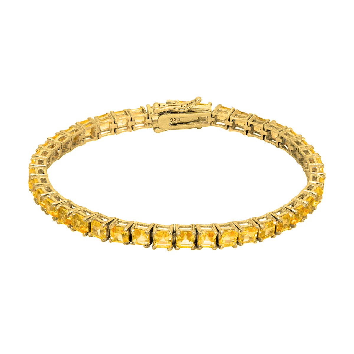 Citrine Tennis Bracelet 4mm in yellow gold-plated silver