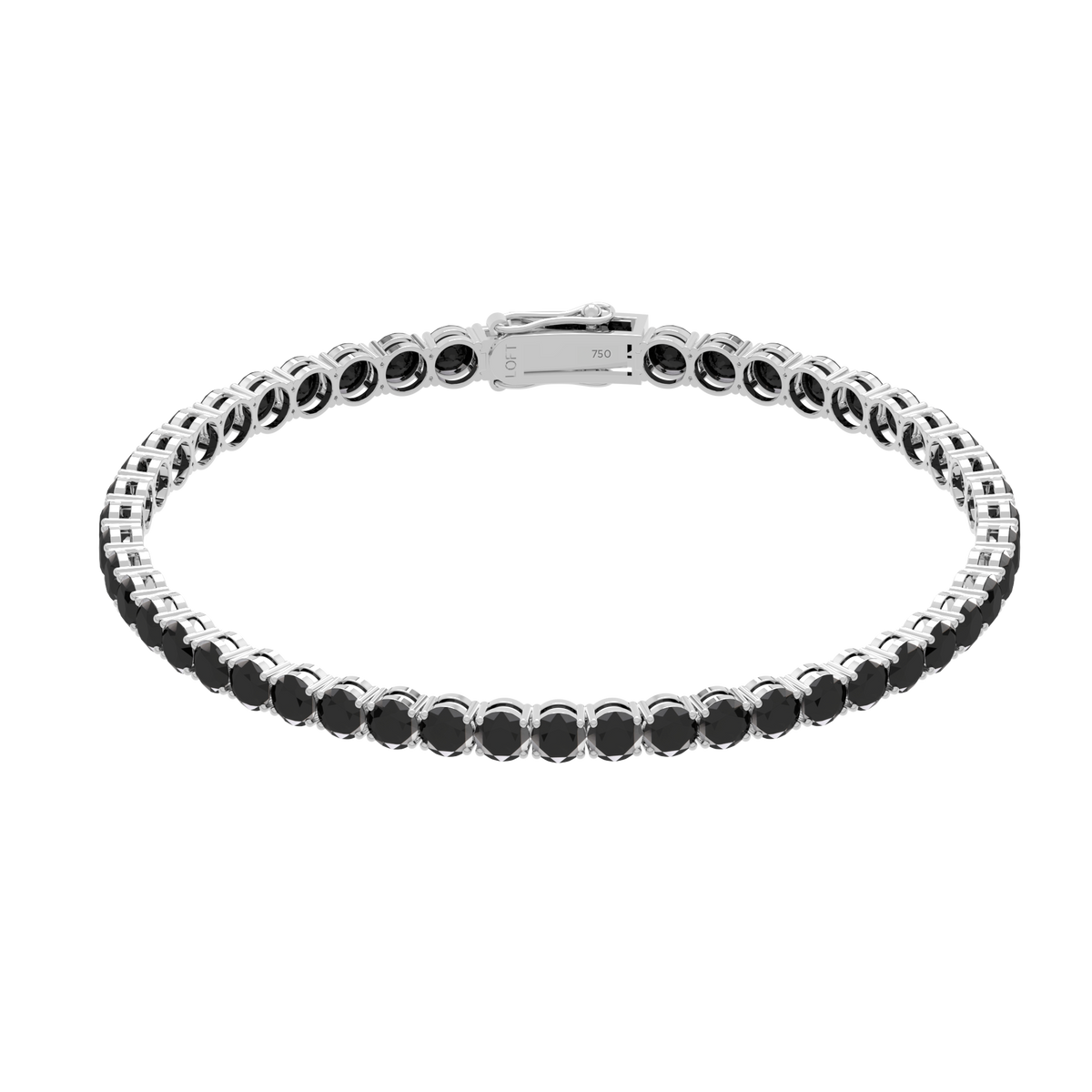 18k Gold Black Diamond Tennis Bracelet 4mm in 18k white gold