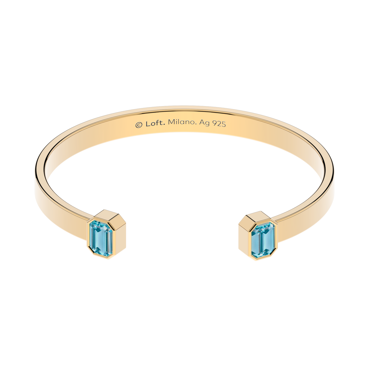 Milano Cuff Bracelet – Sky Blue Topaz in yellow gold-plated silver or 18k gold