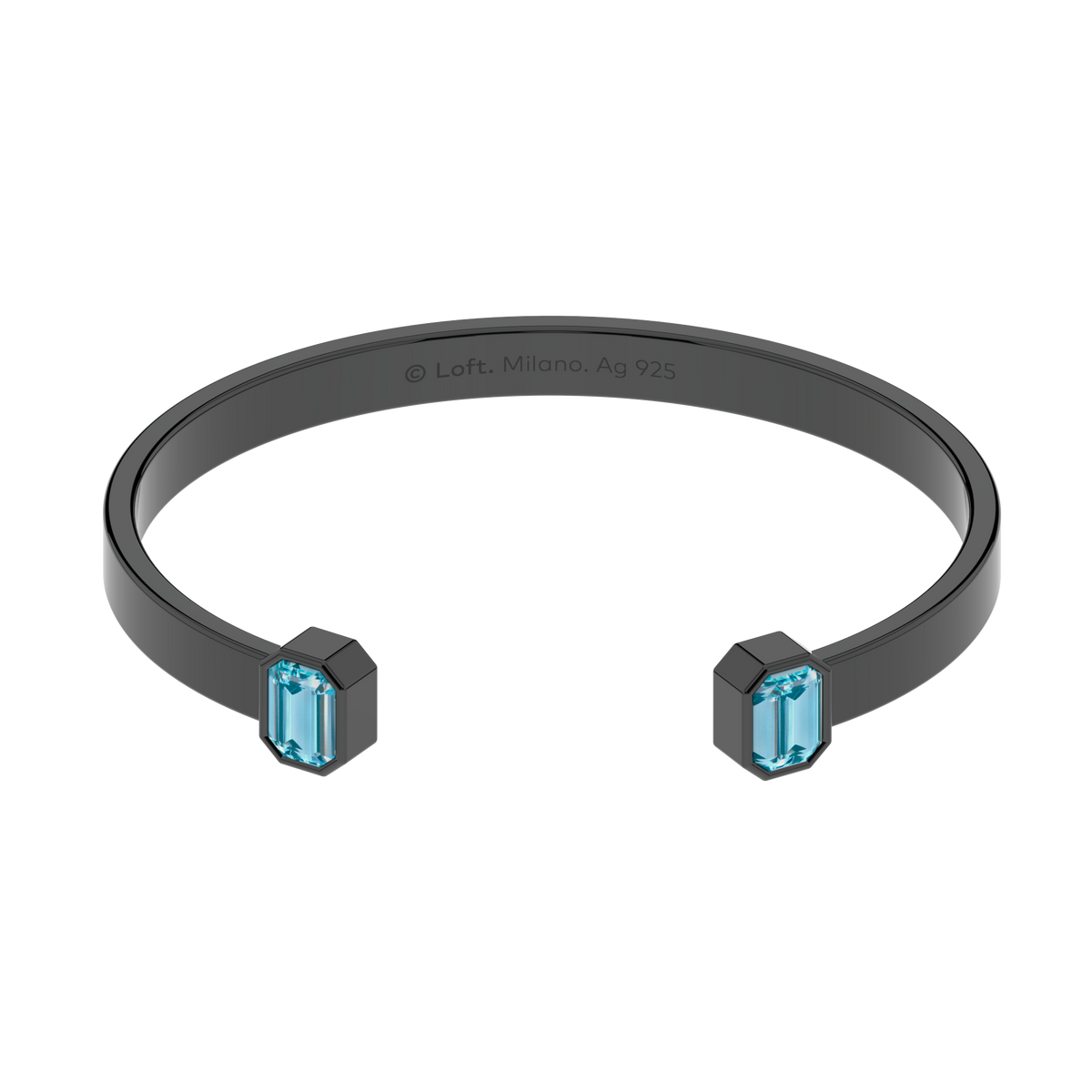 Milano Cuff Bracelet – Sky Blue Topaz in black rhodium-plated silver or black rhodium-plated 18k white gold