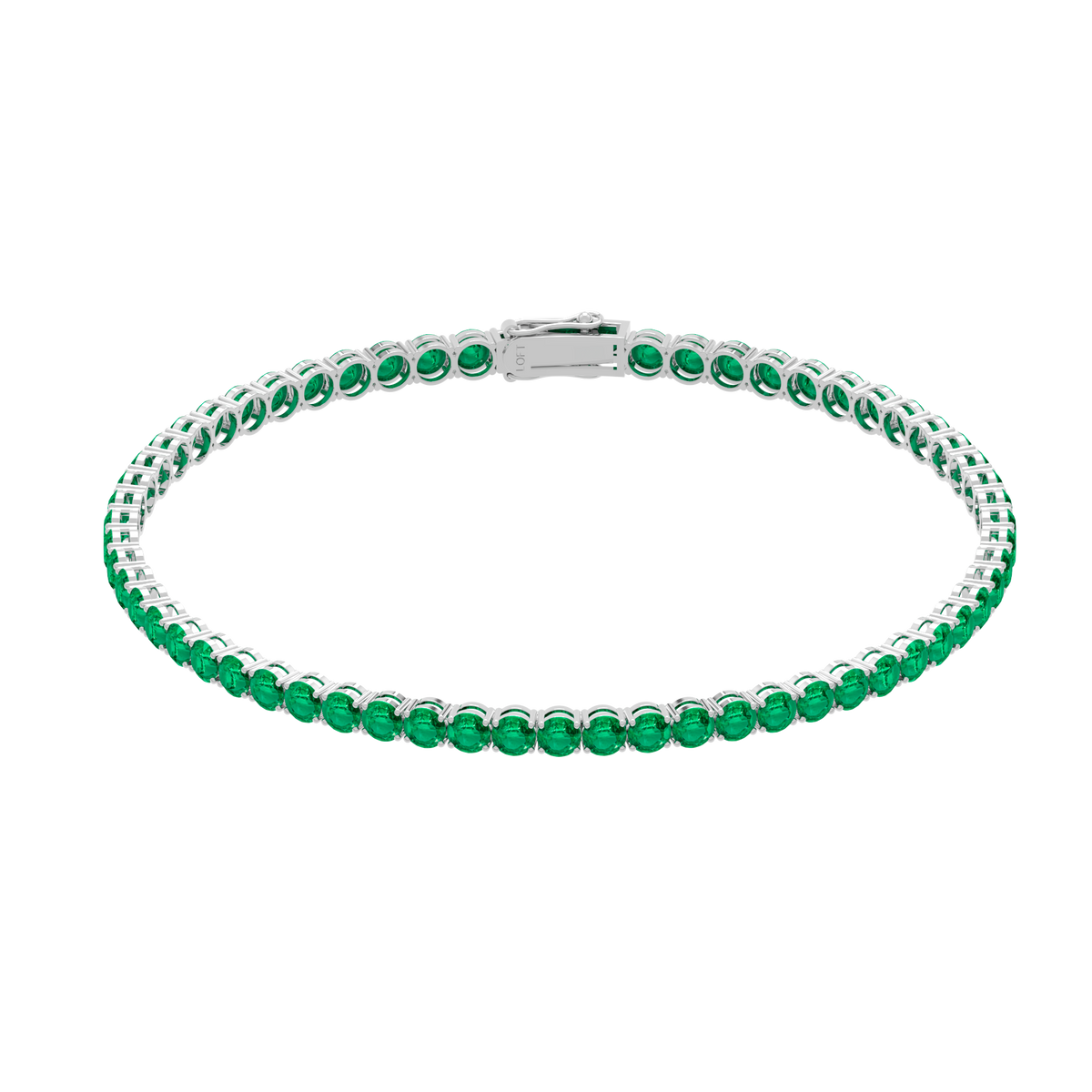 18k Gold Emerald Tennis Bracelet 3mm in 18k white gold