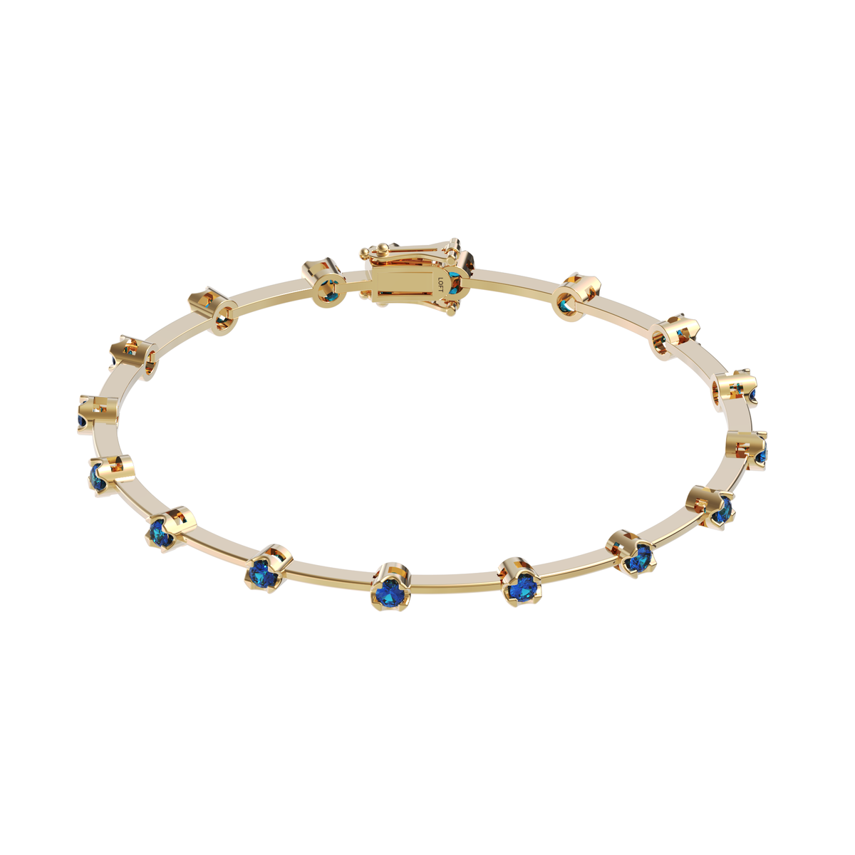 Sapphire Knife-Edge Tennis Bracelet 2mm 3pts in yellow gold-plated silver or 18k gold