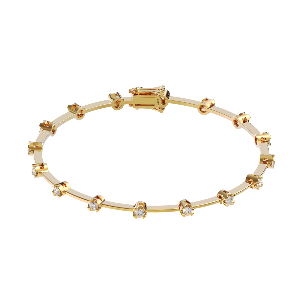 Diamond Knife-Edge Tennis Bracelet 2mm 3pts in yellow gold-plated silver or 18k gold