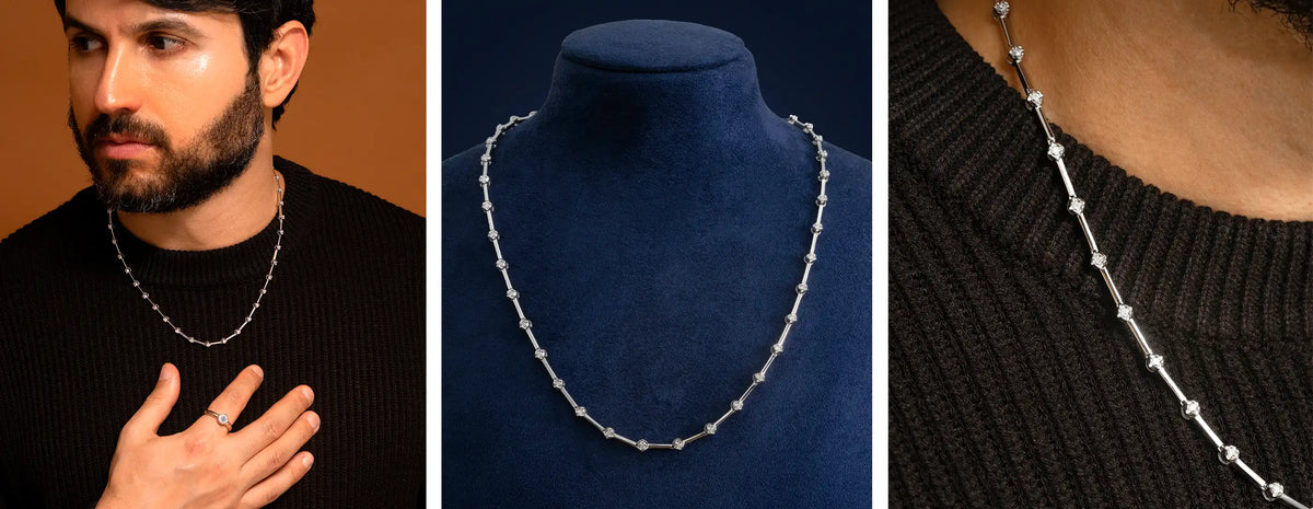 Loft Masculino Knife-Edge Tennis necklace with diamonds – banner