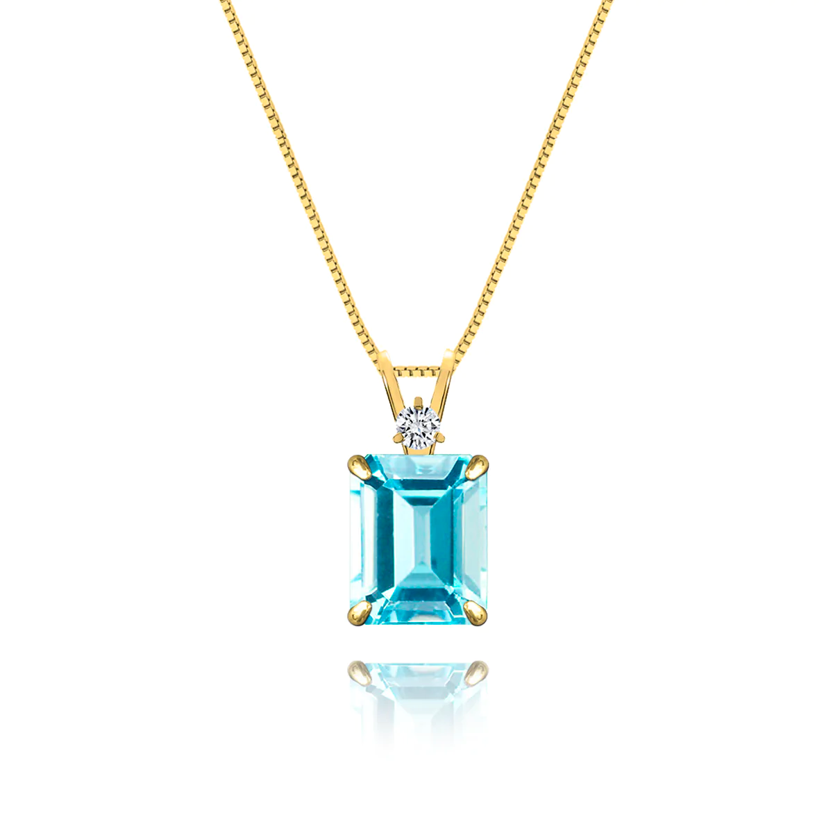 Sky Blue Topaz + Diamond Pendant in yellow gold-plated silver or 18k gold