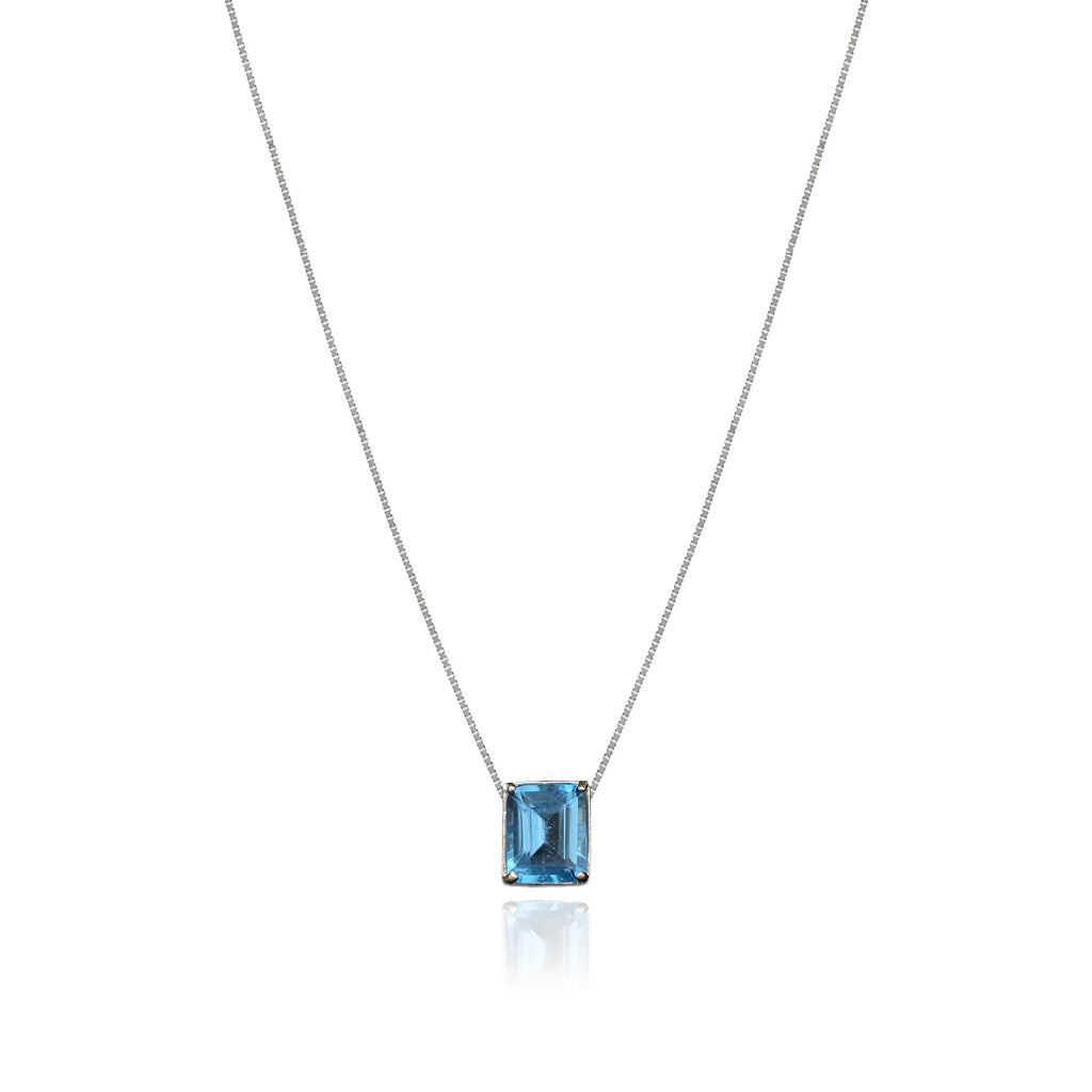 Swiss Blue Topaz Solitaire Necklace