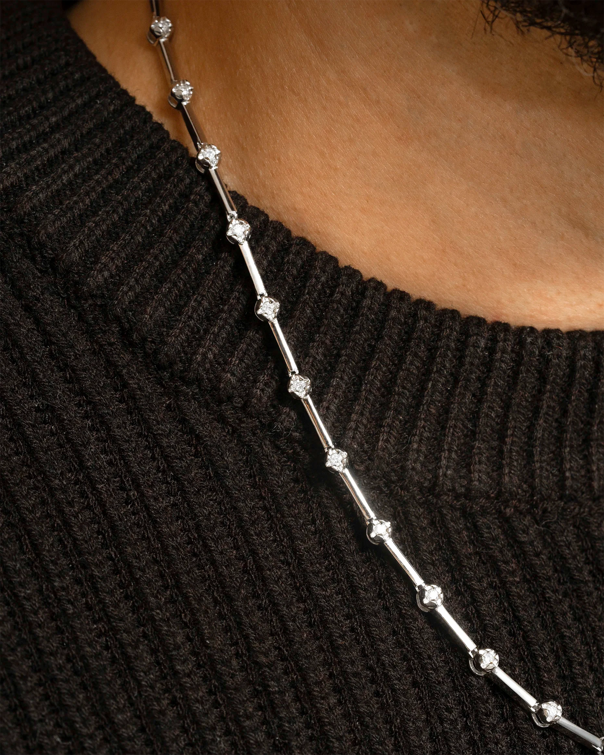 Diamond Knife-Edge Tennis Necklace 2mm 3pts – view 5