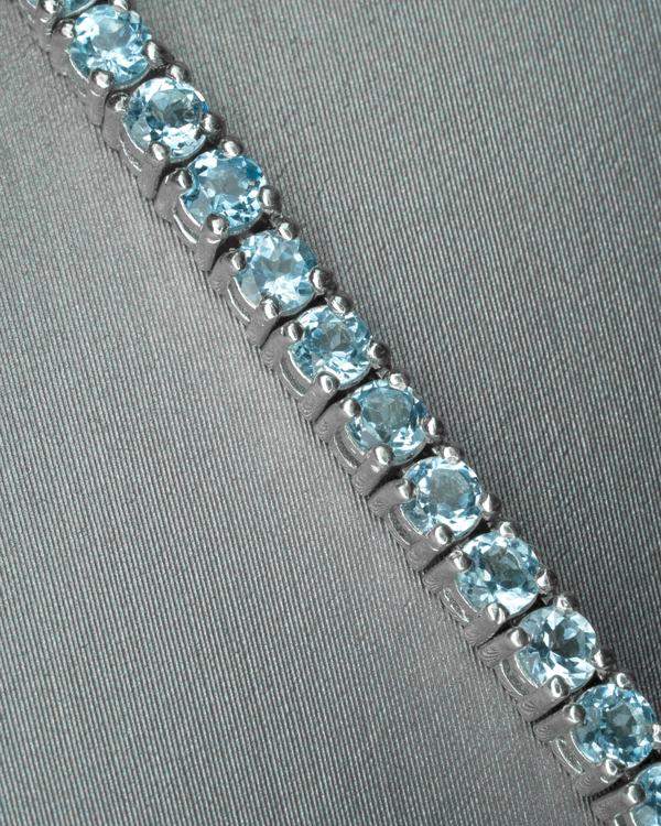 Sky Blue Topaz Tennis Necklace – close-up detail