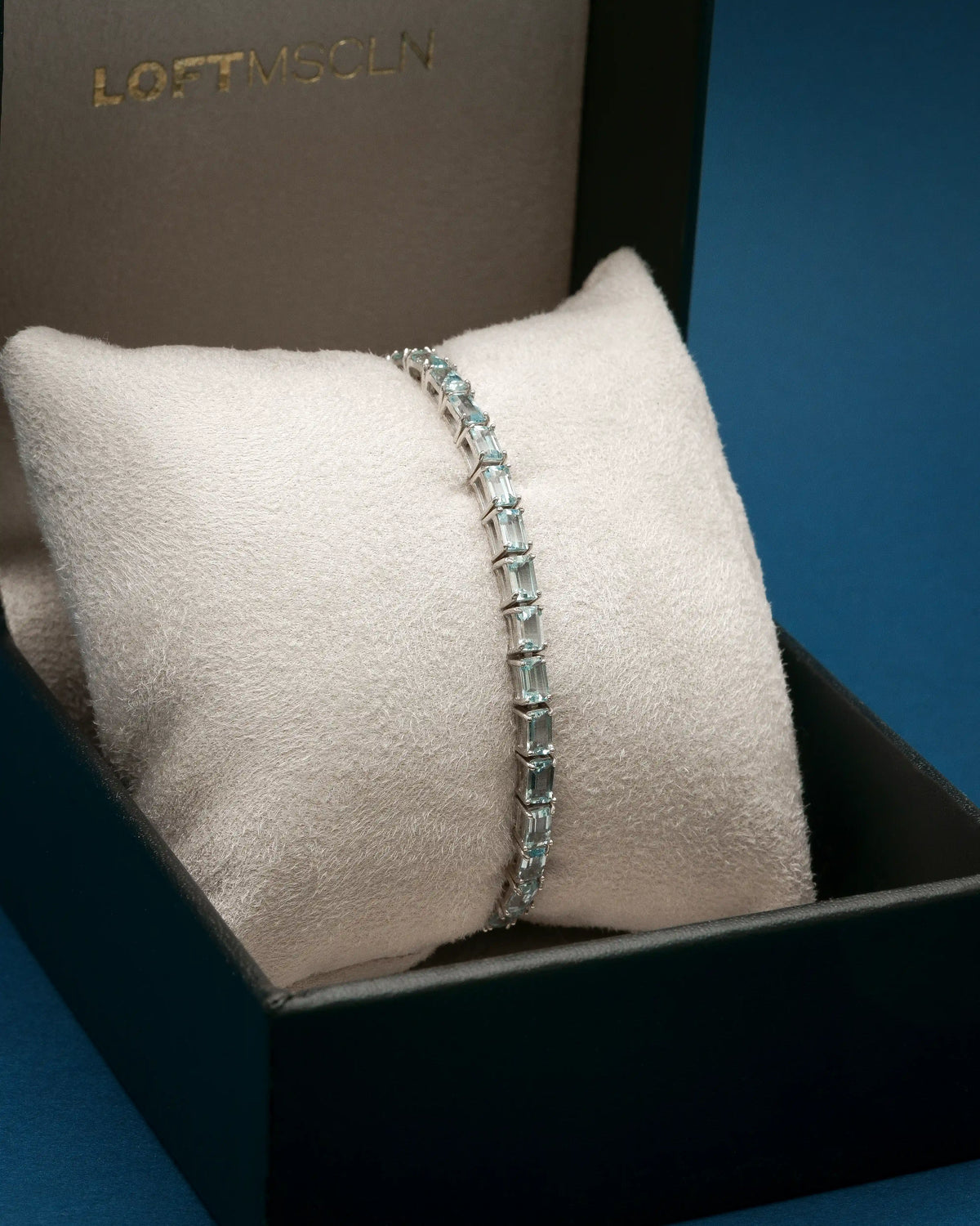 Aquamarine Rectangular Tennis Bracelet 3x5mm – view 4
