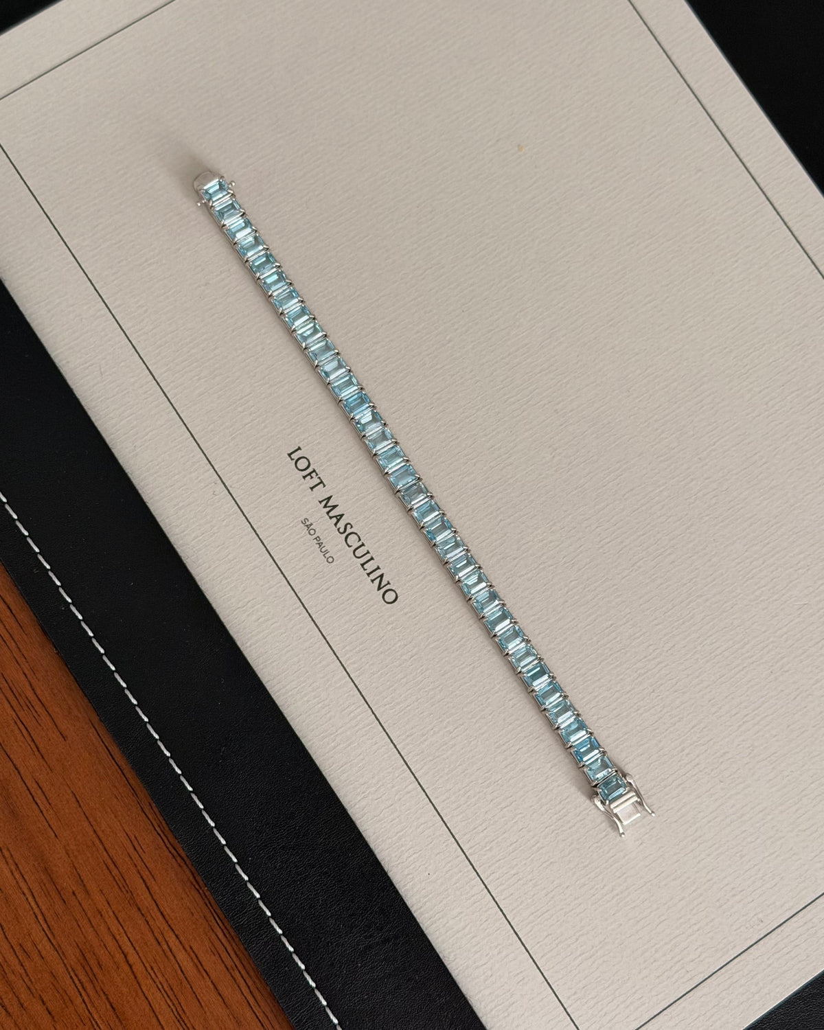 Sky Blue Topaz Rectangular Tennis Bracelet 4x6mm – view 2