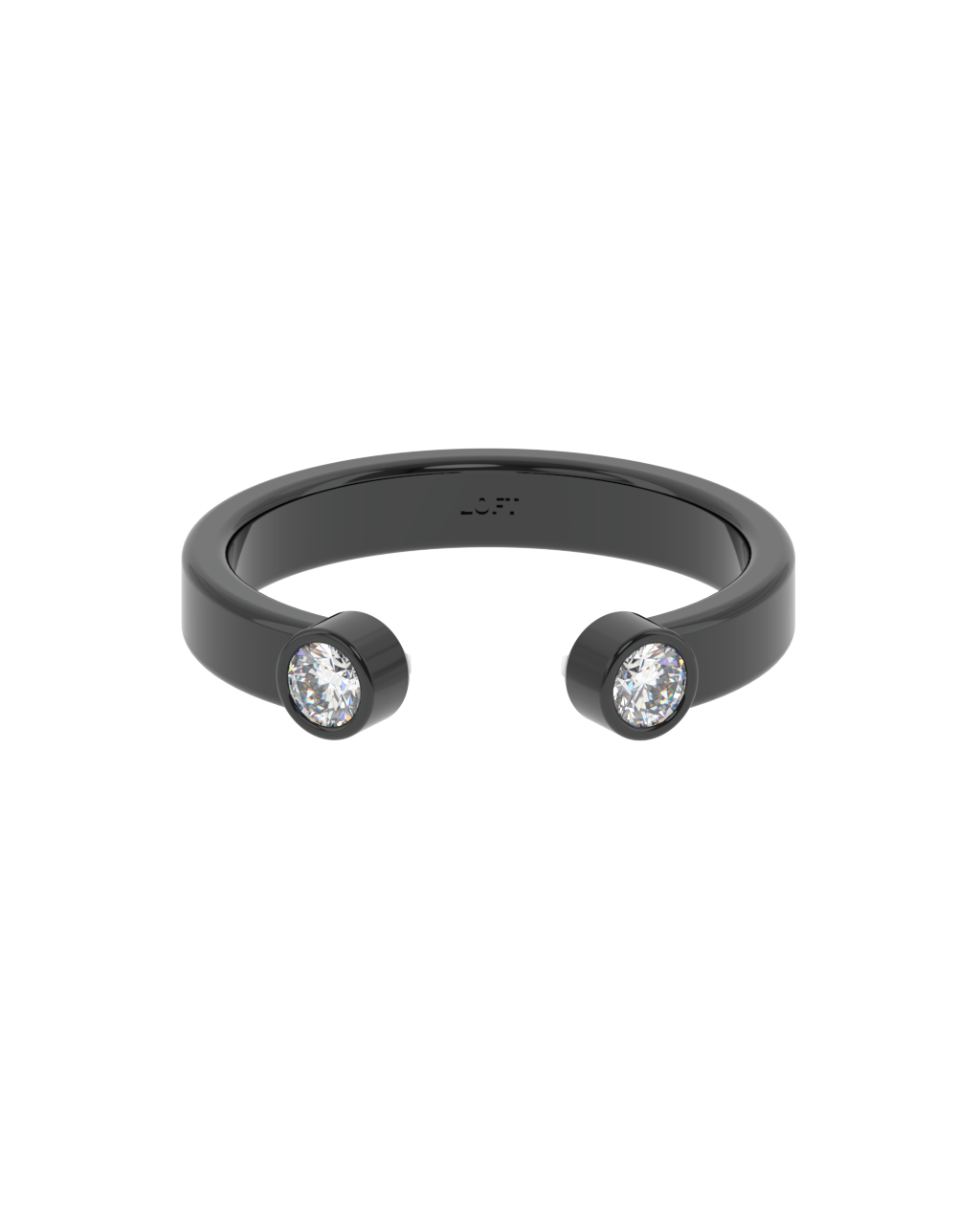 Duo Ring – Diamond in black rhodium-plated silver