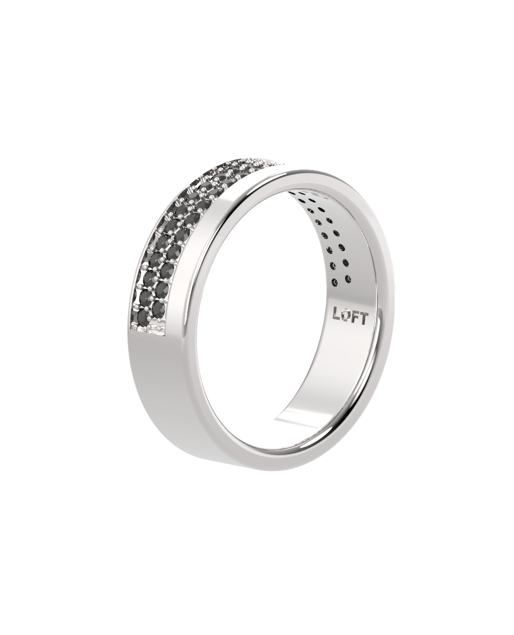 Echo Ring – Black Diamond in a white finish (sterling silver or 18k white gold)
