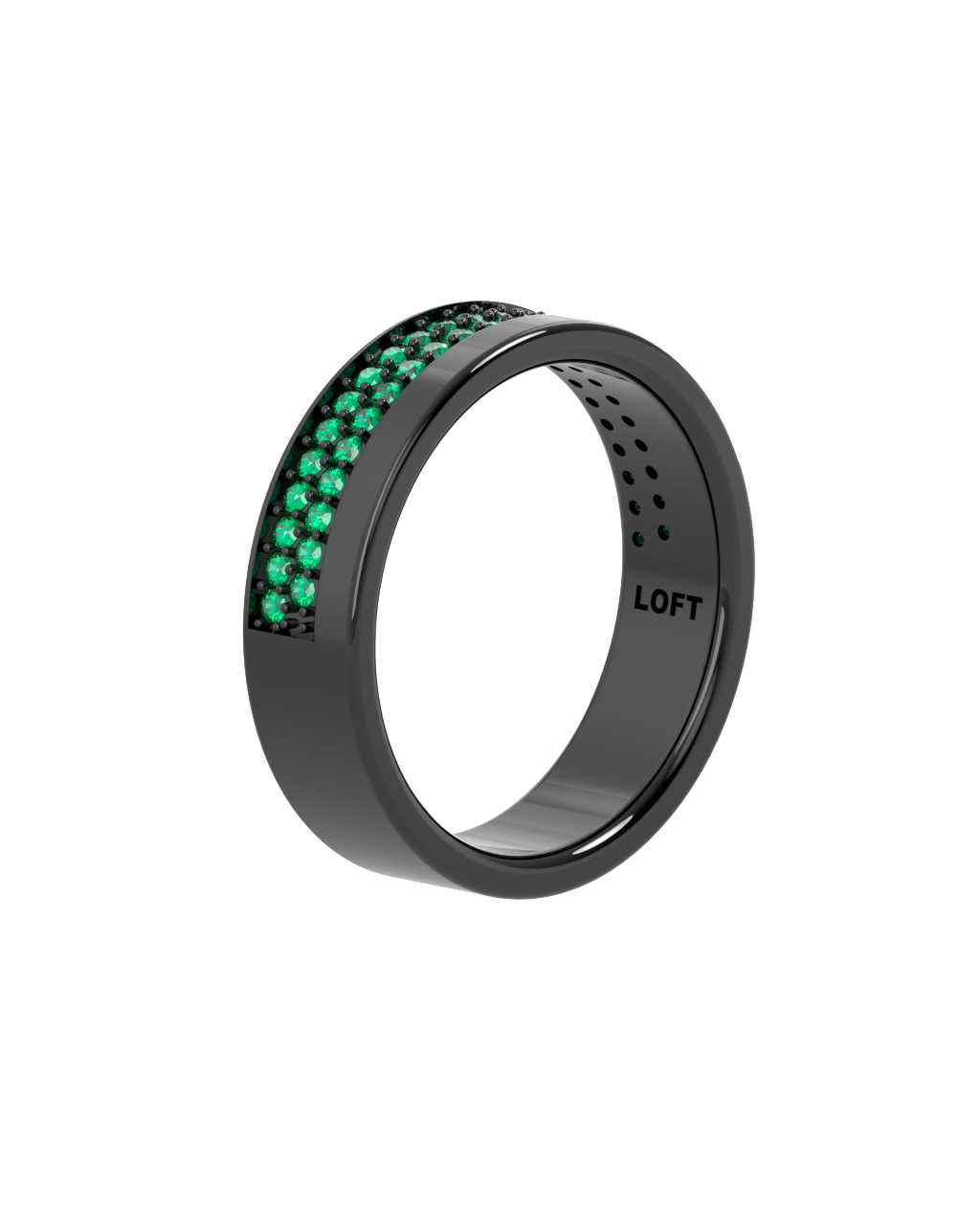 Echo Ring – Emerald in black rhodium-plated silver or black rhodium-plated 18k white gold
